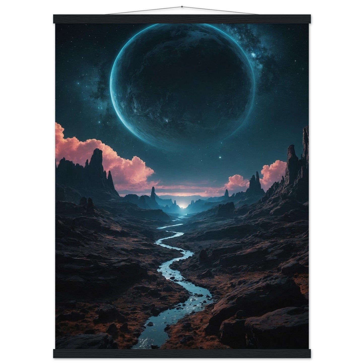 Premium Matte Paper Poster with Hanger - Minimalistische Kunstpräsentation mit Holzhänger Print Material Modern Masterpieces 60x80 cm / 24x32″ Black wall hanger
