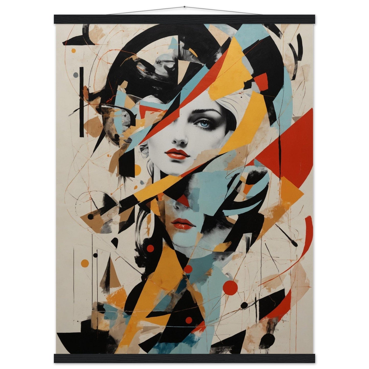 Premium Matte Paper Poster with Hanger - Minimalistische Kunstpräsentation mit Holzhänger Print Material Modern Masterpieces 60x80 cm / 24x32″ Black wall hanger