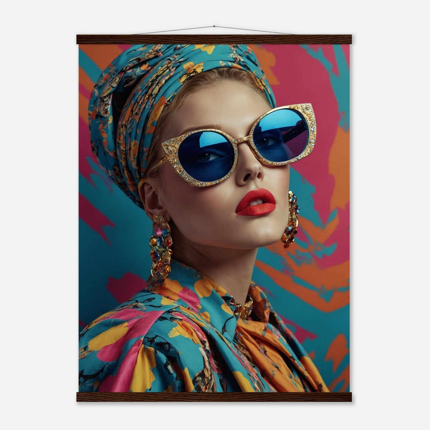 Premium Matte Paper Poster with Hanger - Minimalistische Kunstpräsentation mit Holzhänger Print Material Modern Masterpieces 60x80 cm / 24x32″ Dark wood wall hanger