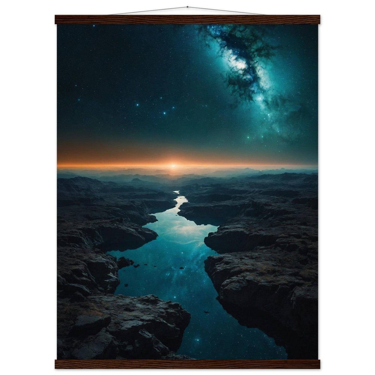 Premium Matte Paper Poster with Hanger - Minimalistische Kunstpräsentation mit Holzhänger Print Material Modern Masterpieces 60x80 cm / 24x32″ Dark wood wall hanger