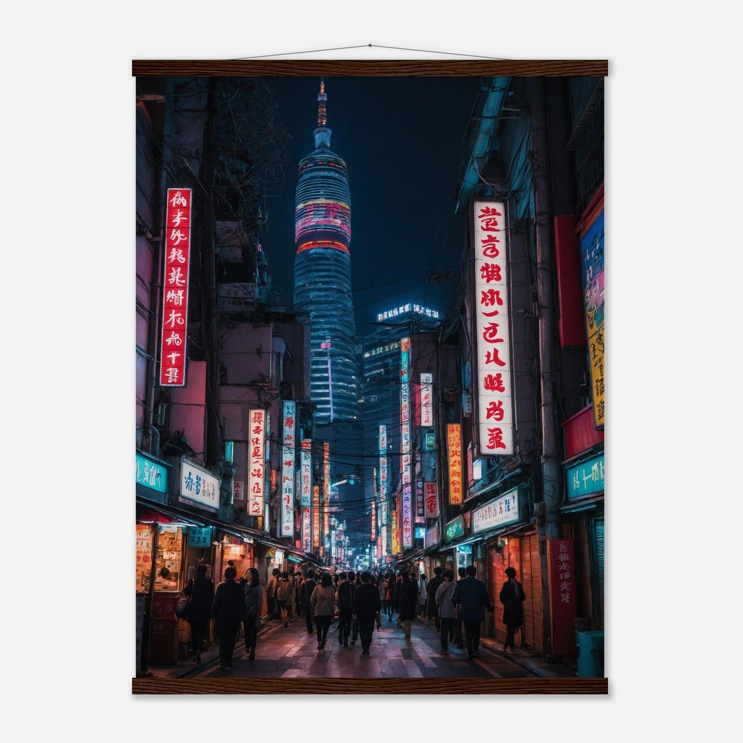 Premium Matte Paper Poster with Hanger - Minimalistische Kunstpräsentation mit Holzhänger Print Material Modern Masterpieces 60x80 cm / 24x32″ Dark wood wall hanger