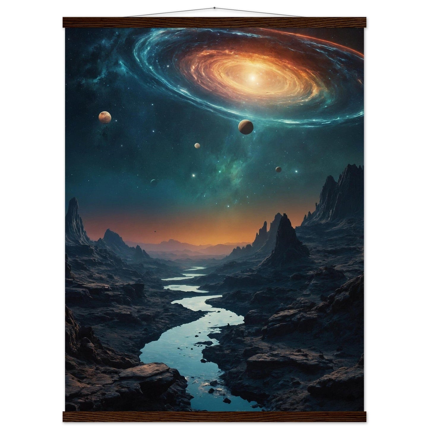Premium Matte Paper Poster with Hanger - Minimalistische Kunstpräsentation mit Holzhänger Print Material Modern Masterpieces 60x80 cm / 24x32″ Dark wood wall hanger