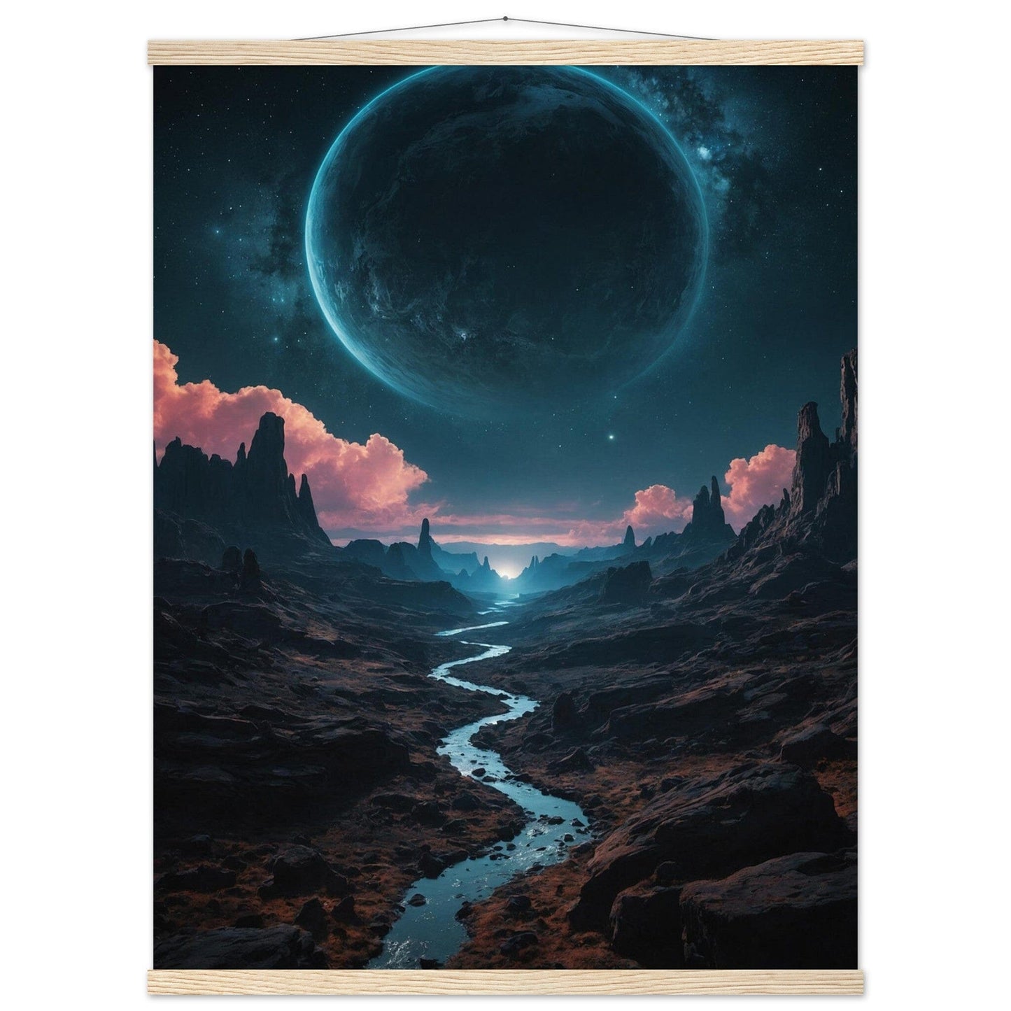 Premium Matte Paper Poster with Hanger - Minimalistische Kunstpräsentation mit Holzhänger Print Material Modern Masterpieces 60x80 cm / 24x32″ Natural wood wall hanger