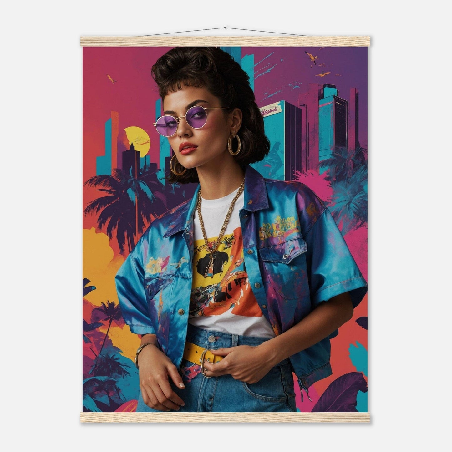 Premium Matte Paper Poster with Hanger - Minimalistische Kunstpräsentation mit Holzhänger Print Material Modern Masterpieces 60x80 cm / 24x32″ Natural wood wall hanger