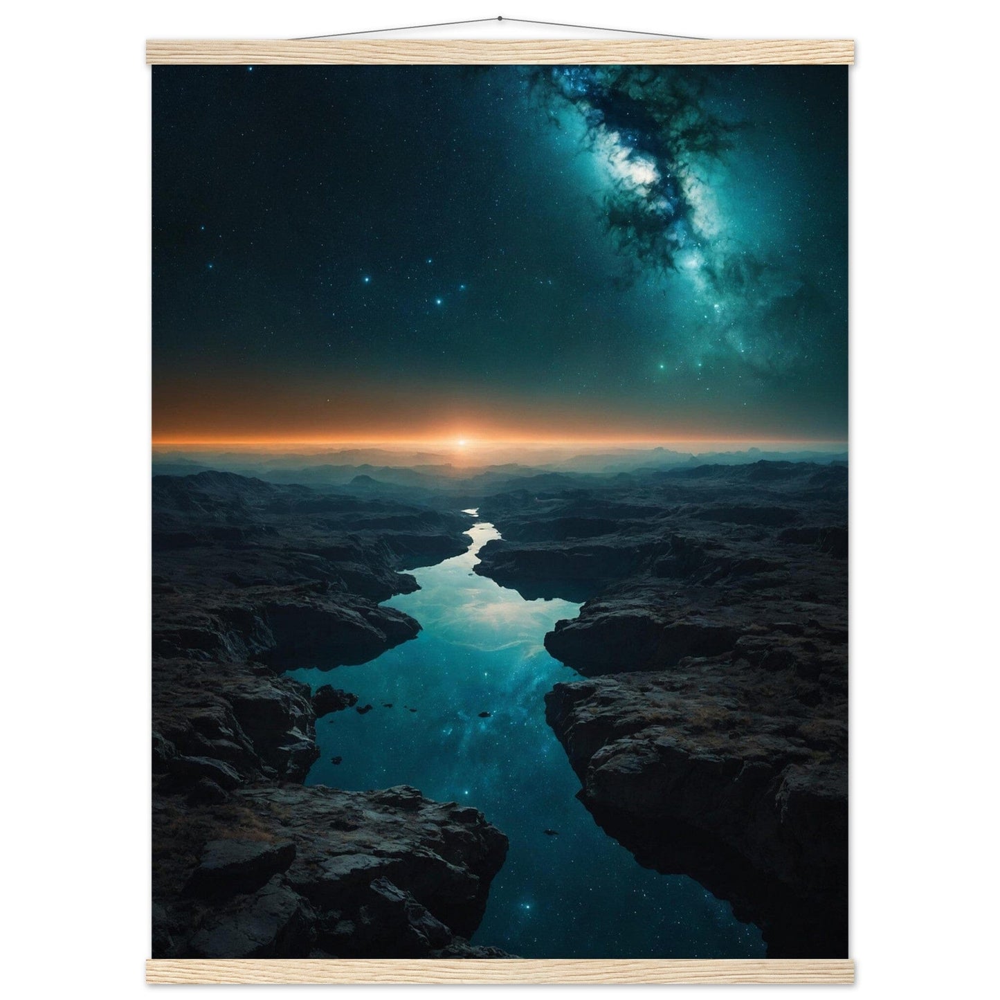 Premium Matte Paper Poster with Hanger - Minimalistische Kunstpräsentation mit Holzhänger Print Material Modern Masterpieces 60x80 cm / 24x32″ Natural wood wall hanger