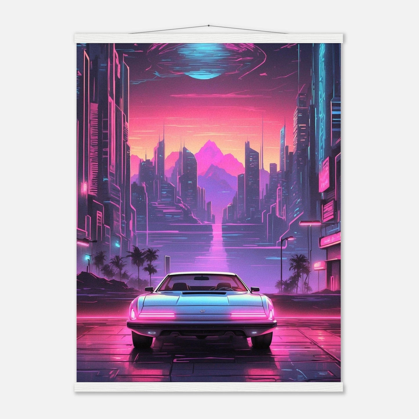 Premium Matte Paper Poster with Hanger - Minimalistische Kunstpräsentation mit Holzhänger Print Material Modern Masterpieces 60x80 cm / 24x32″ White wall hanger