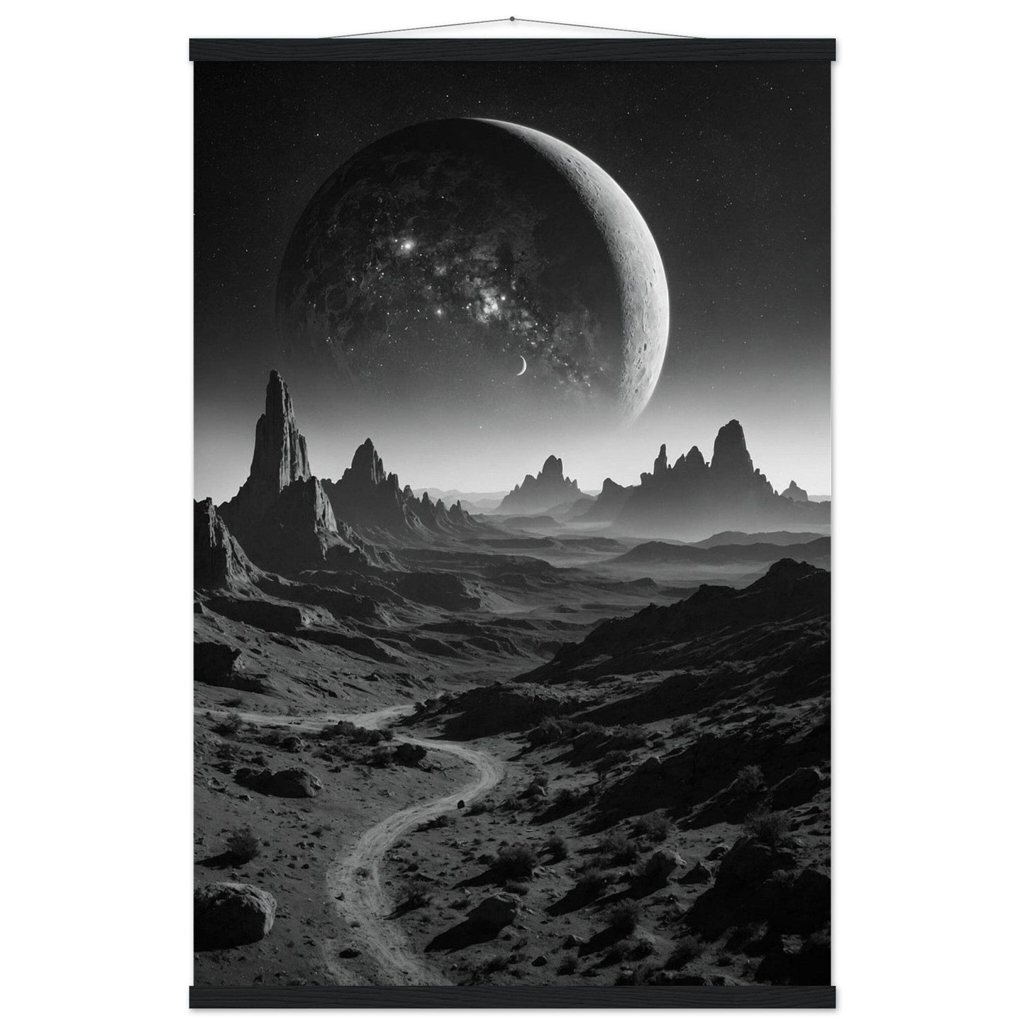 Premium Matte Paper Poster with Hanger - Minimalistische Kunstpräsentation mit Holzhänger Print Material Modern Masterpieces 60x90 cm / 24x36″ Black wall hanger