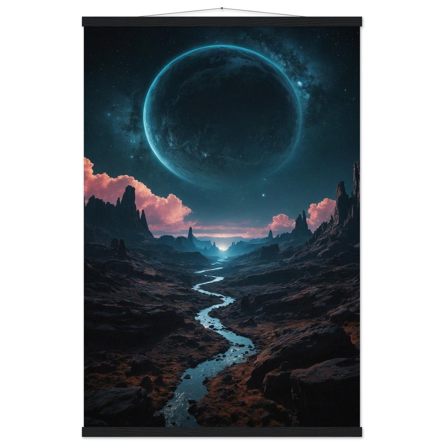 Premium Matte Paper Poster with Hanger - Minimalistische Kunstpräsentation mit Holzhänger Print Material Modern Masterpieces 60x90 cm / 24x36″ Black wall hanger
