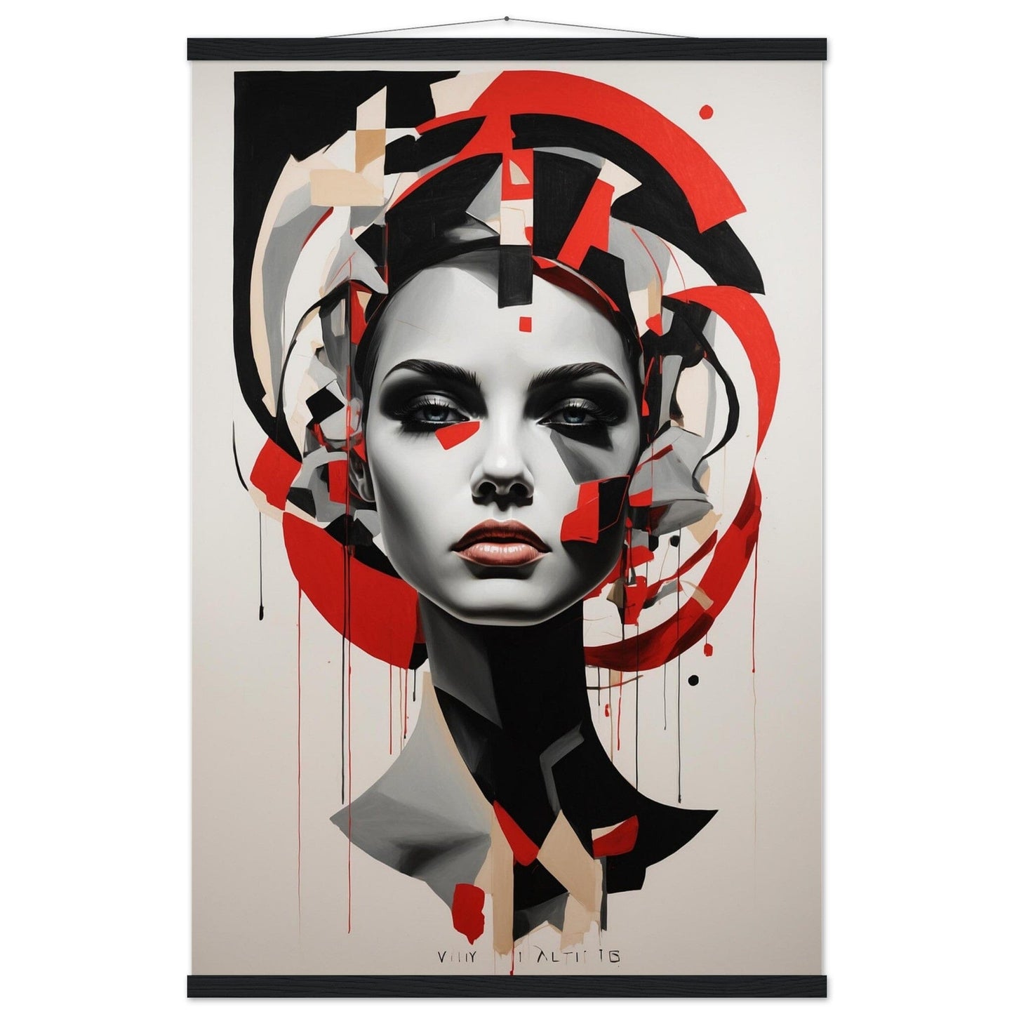 Premium Matte Paper Poster with Hanger - Minimalistische Kunstpräsentation mit Holzhänger Print Material Modern Masterpieces 60x90 cm / 24x36″ Black wall hanger