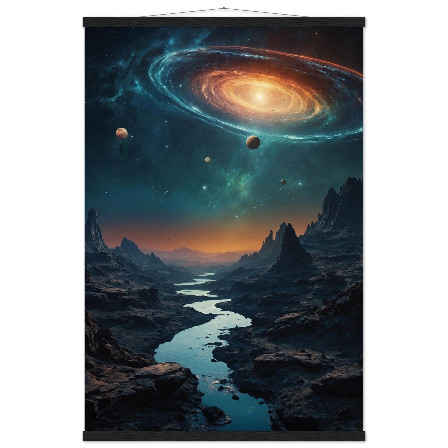 Premium Matte Paper Poster with Hanger - Minimalistische Kunstpräsentation mit Holzhänger Print Material Modern Masterpieces 60x90 cm / 24x36″ Black wall hanger