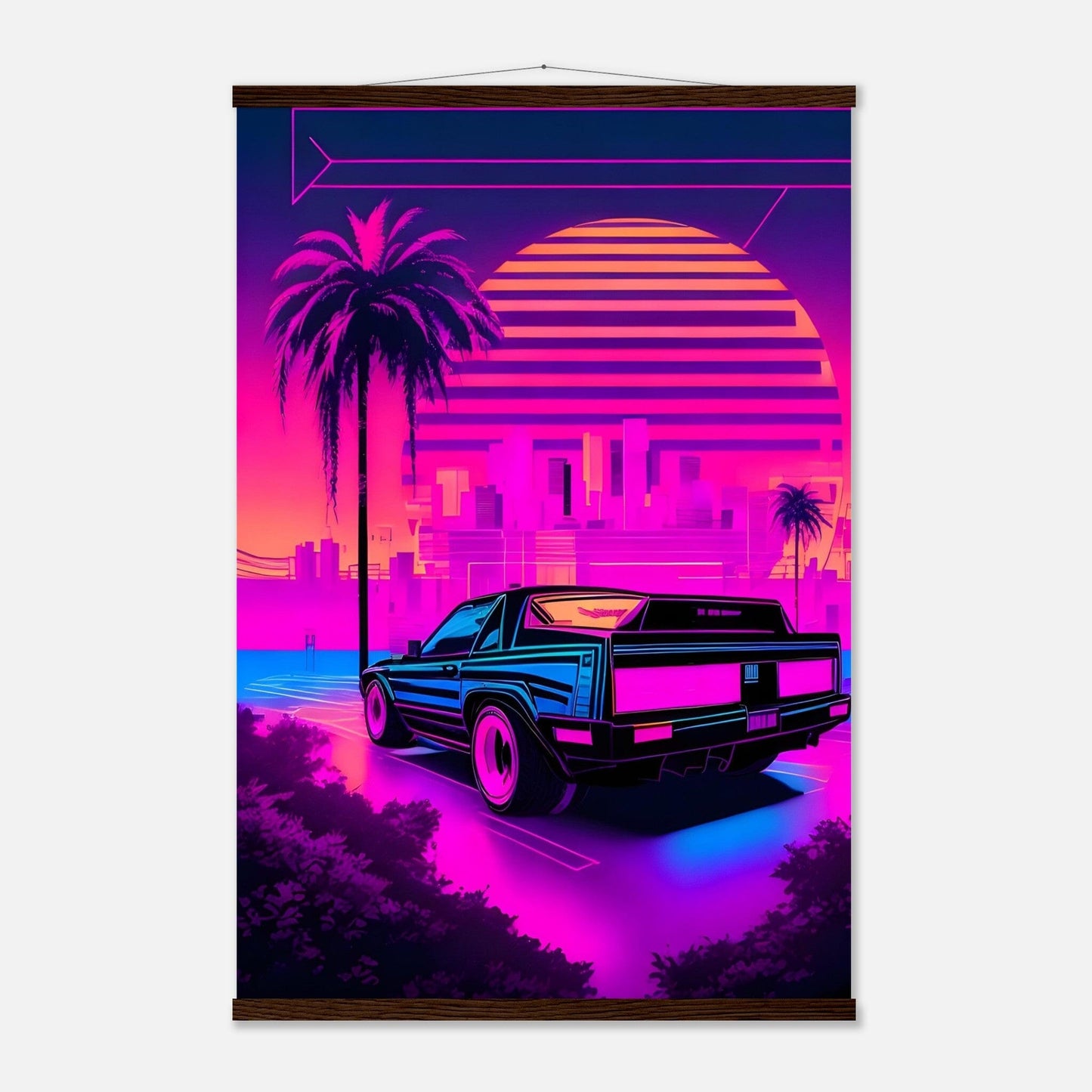 Premium Matte Paper Poster with Hanger - Minimalistische Kunstpräsentation mit Holzhänger Print Material Modern Masterpieces 60x90 cm / 24x36″ Dark wood wall hanger