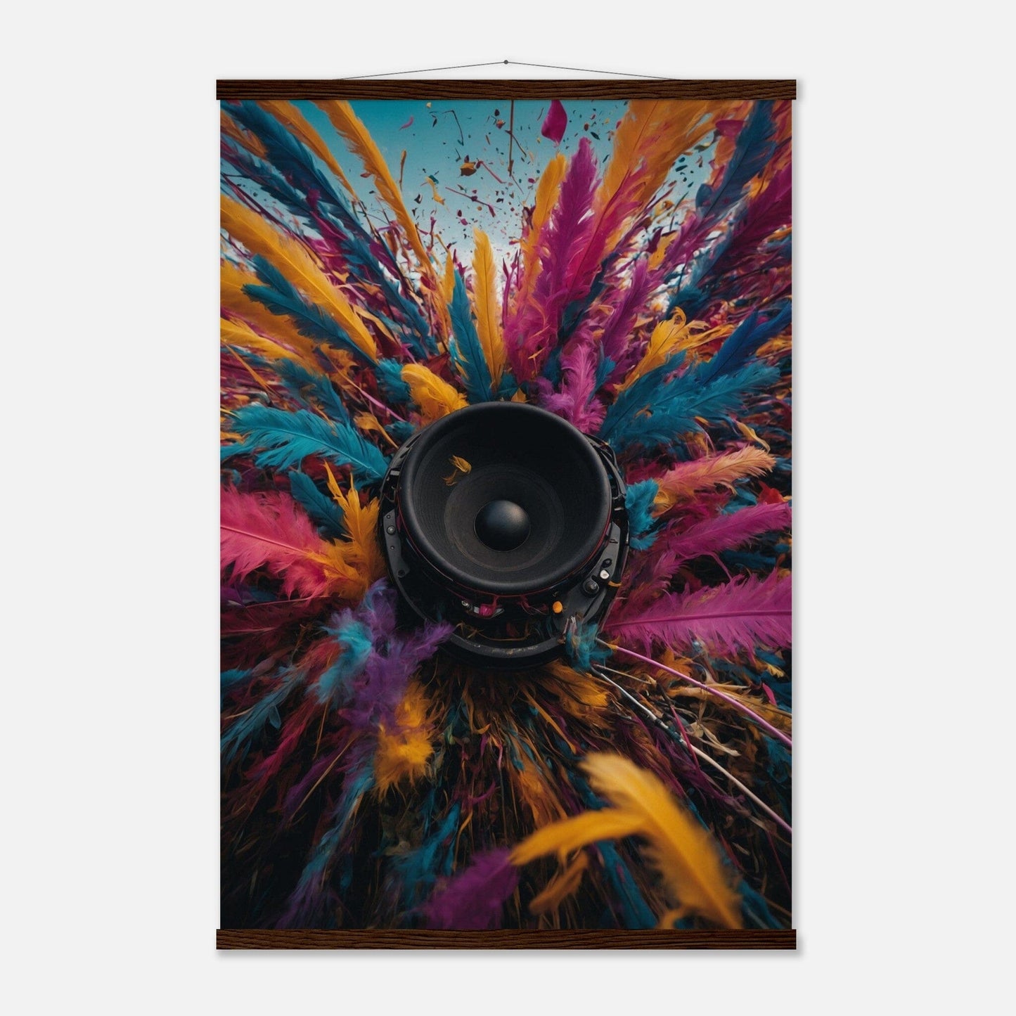 Premium Matte Paper Poster with Hanger - Minimalistische Kunstpräsentation mit Holzhänger Print Material Modern Masterpieces 60x90 cm / 24x36″ Dark wood wall hanger