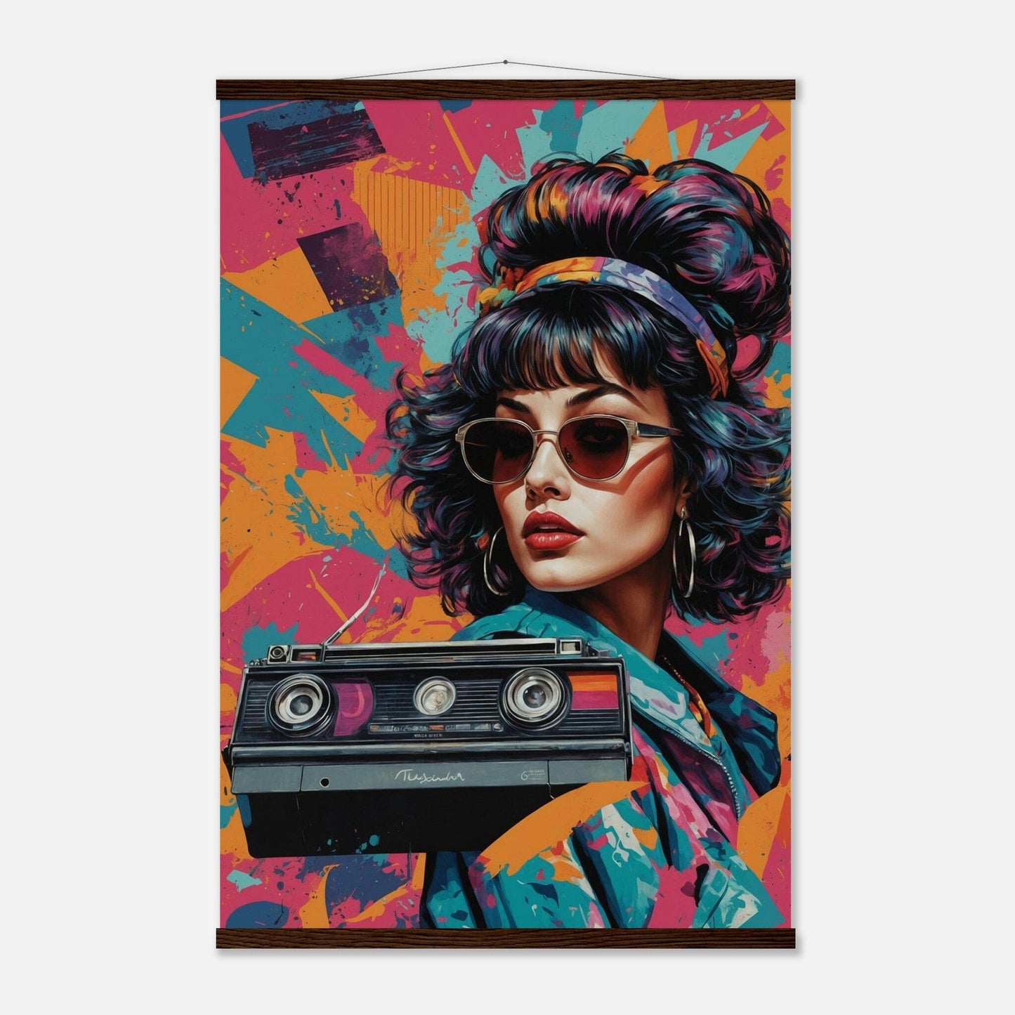 Premium Matte Paper Poster with Hanger - Minimalistische Kunstpräsentation mit Holzhänger Print Material Modern Masterpieces 60x90 cm / 24x36″ Dark wood wall hanger