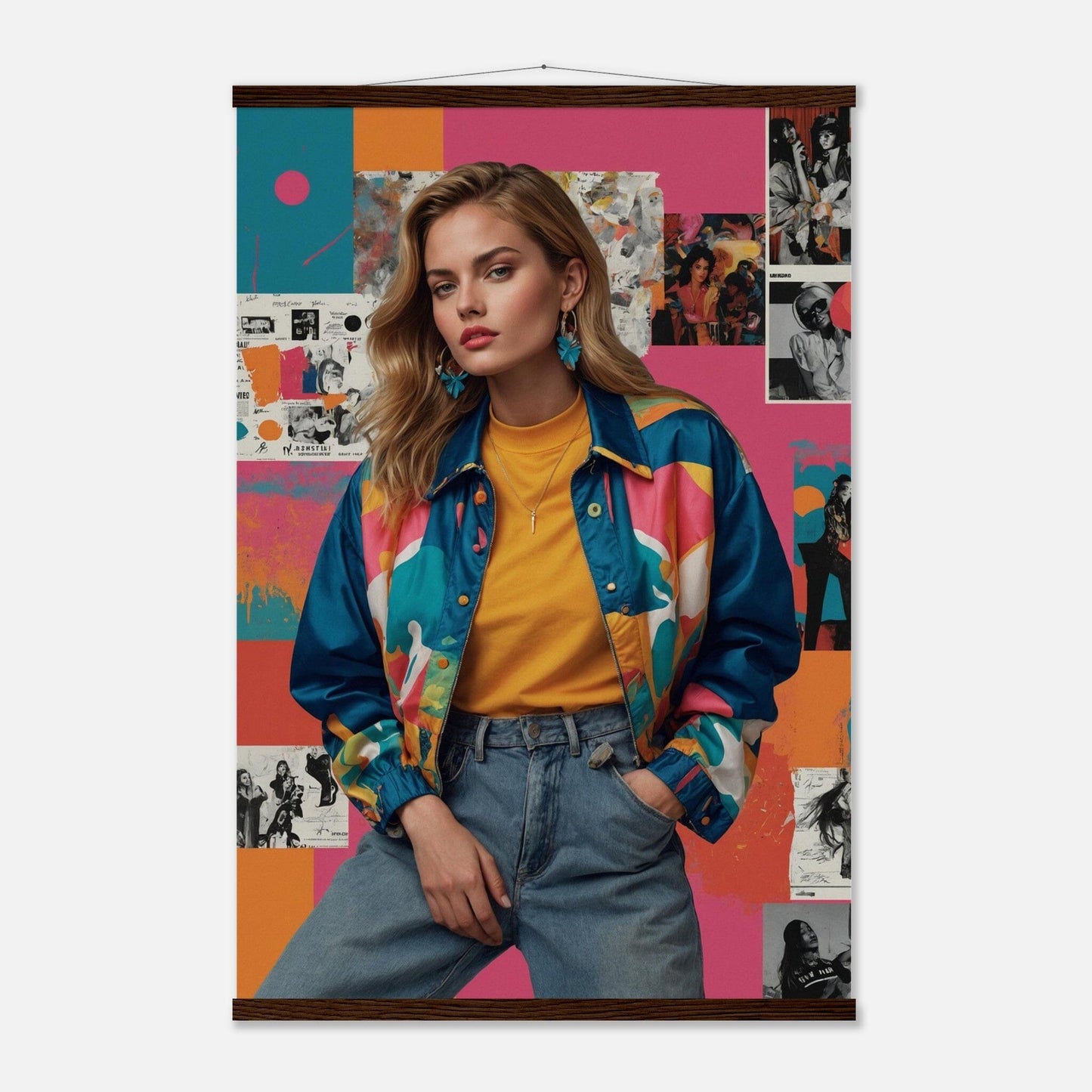 Premium Matte Paper Poster with Hanger - Minimalistische Kunstpräsentation mit Holzhänger Print Material Modern Masterpieces 60x90 cm / 24x36″ Dark wood wall hanger