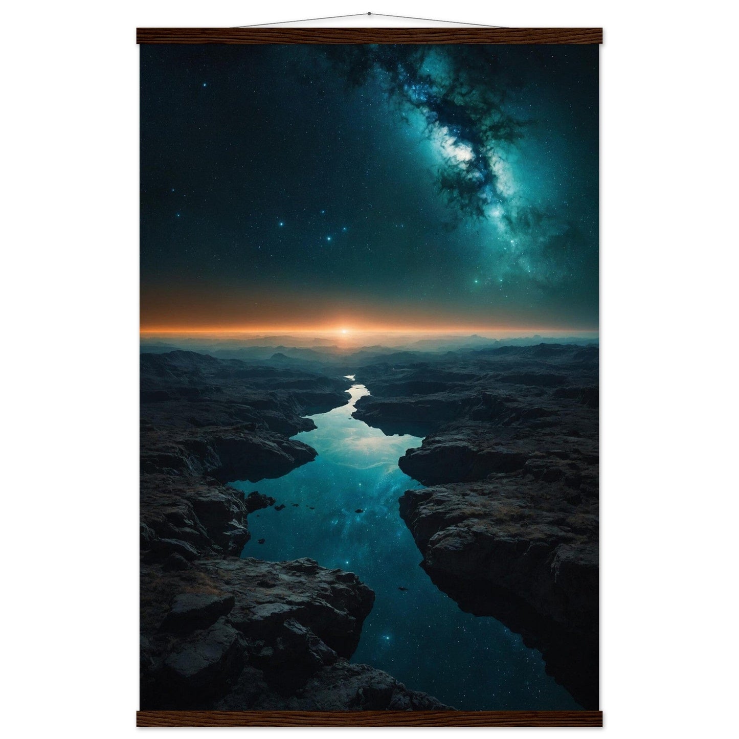 Premium Matte Paper Poster with Hanger - Minimalistische Kunstpräsentation mit Holzhänger Print Material Modern Masterpieces 60x90 cm / 24x36″ Dark wood wall hanger