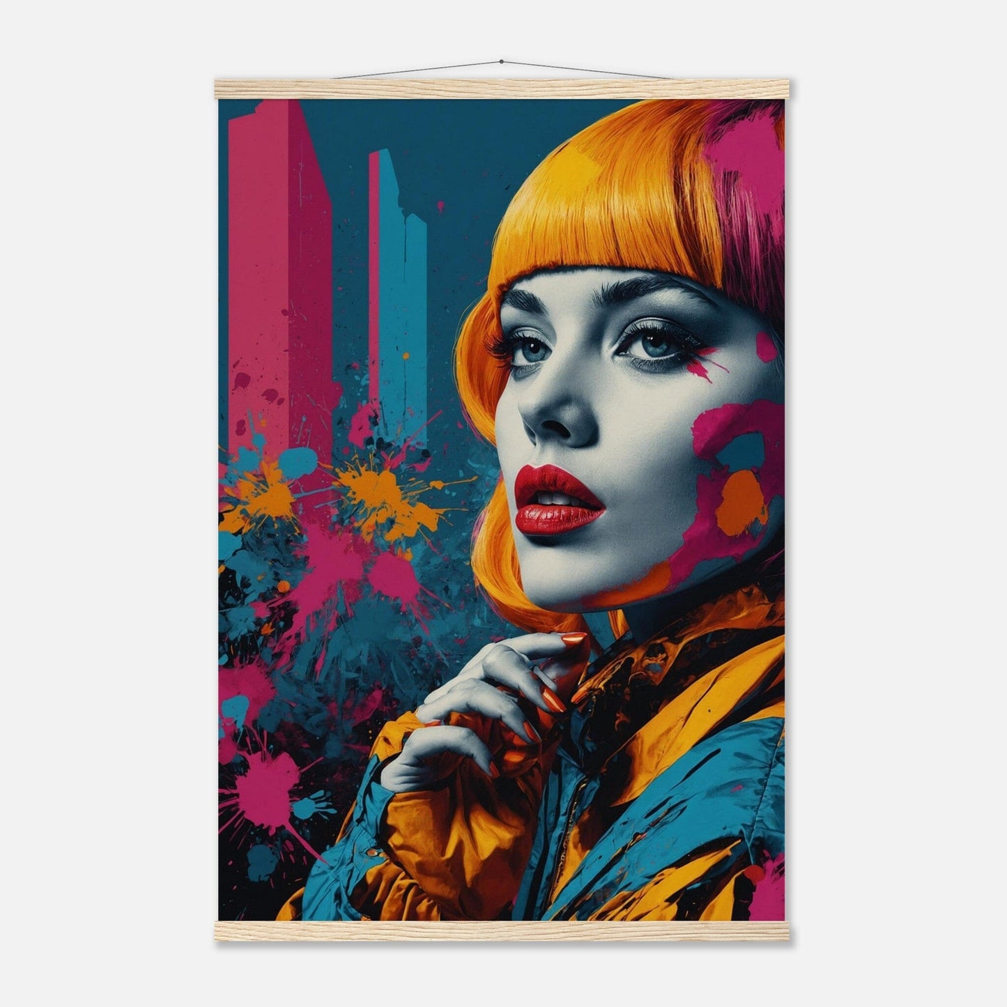 Premium Matte Paper Poster with Hanger - Minimalistische Kunstpräsentation mit Holzhänger Print Material Modern Masterpieces 60x90 cm / 24x36″ Natural wood wall hanger