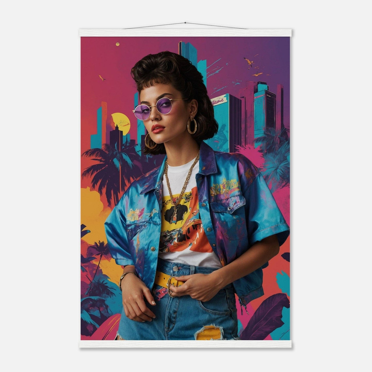 Premium Matte Paper Poster with Hanger - Minimalistische Kunstpräsentation mit Holzhänger Print Material Modern Masterpieces 60x90 cm / 24x36″ White wall hanger