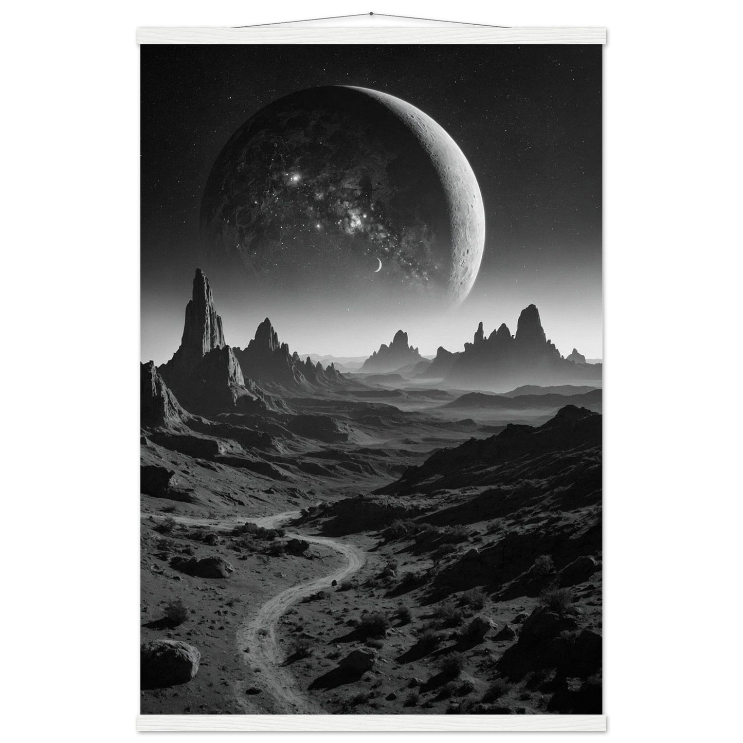 Premium Matte Paper Poster with Hanger - Minimalistische Kunstpräsentation mit Holzhänger Print Material Modern Masterpieces 60x90 cm / 24x36″ White wall hanger