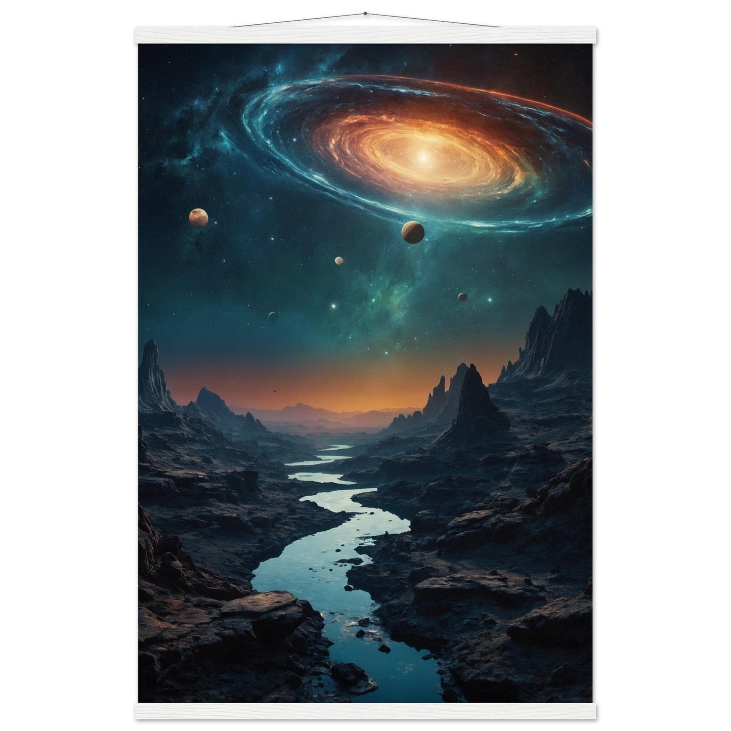Premium Matte Paper Poster with Hanger - Minimalistische Kunstpräsentation mit Holzhänger Print Material Modern Masterpieces 60x90 cm / 24x36″ White wall hanger