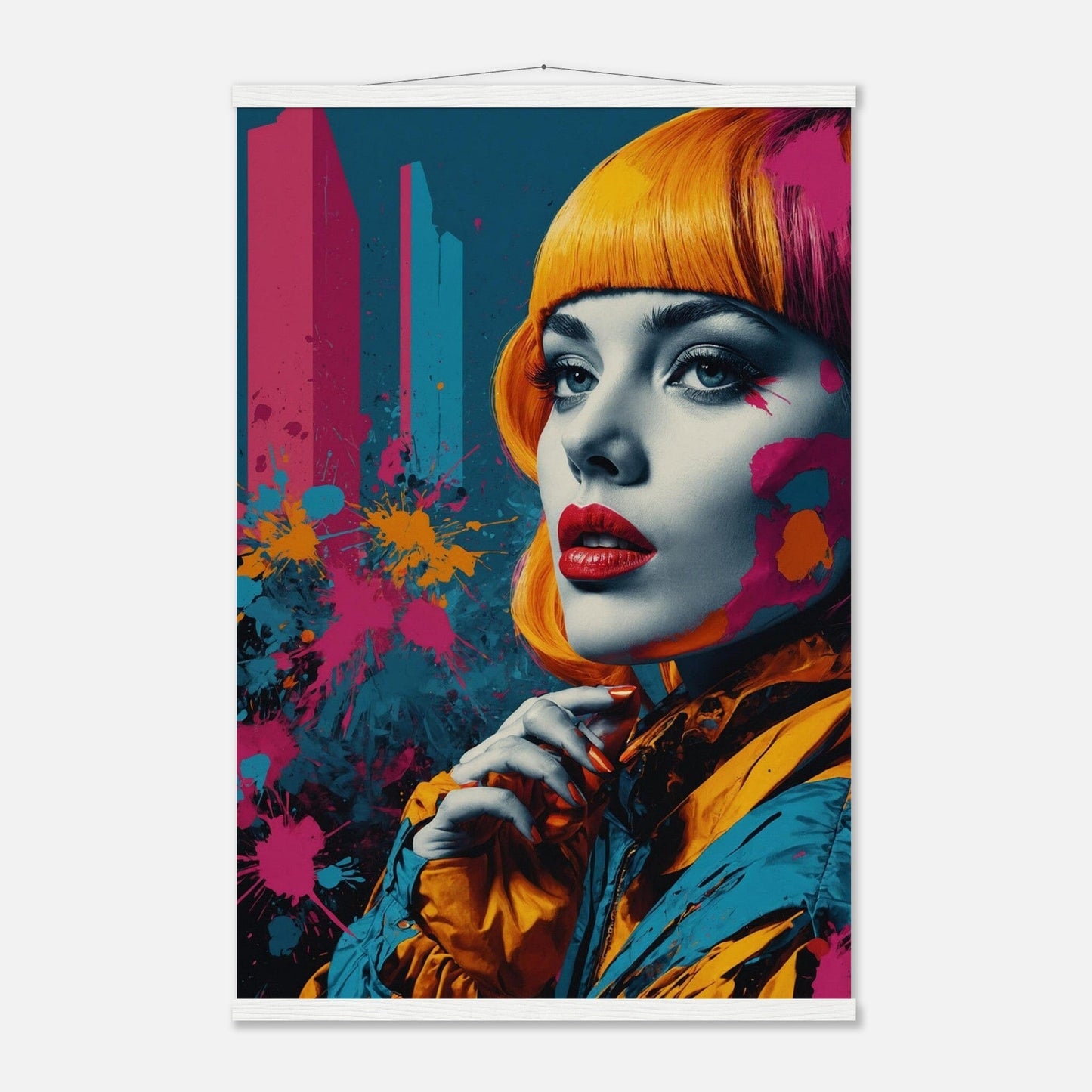 Premium Matte Paper Poster with Hanger - Minimalistische Kunstpräsentation mit Holzhänger Print Material Modern Masterpieces 60x90 cm / 24x36″ White wall hanger