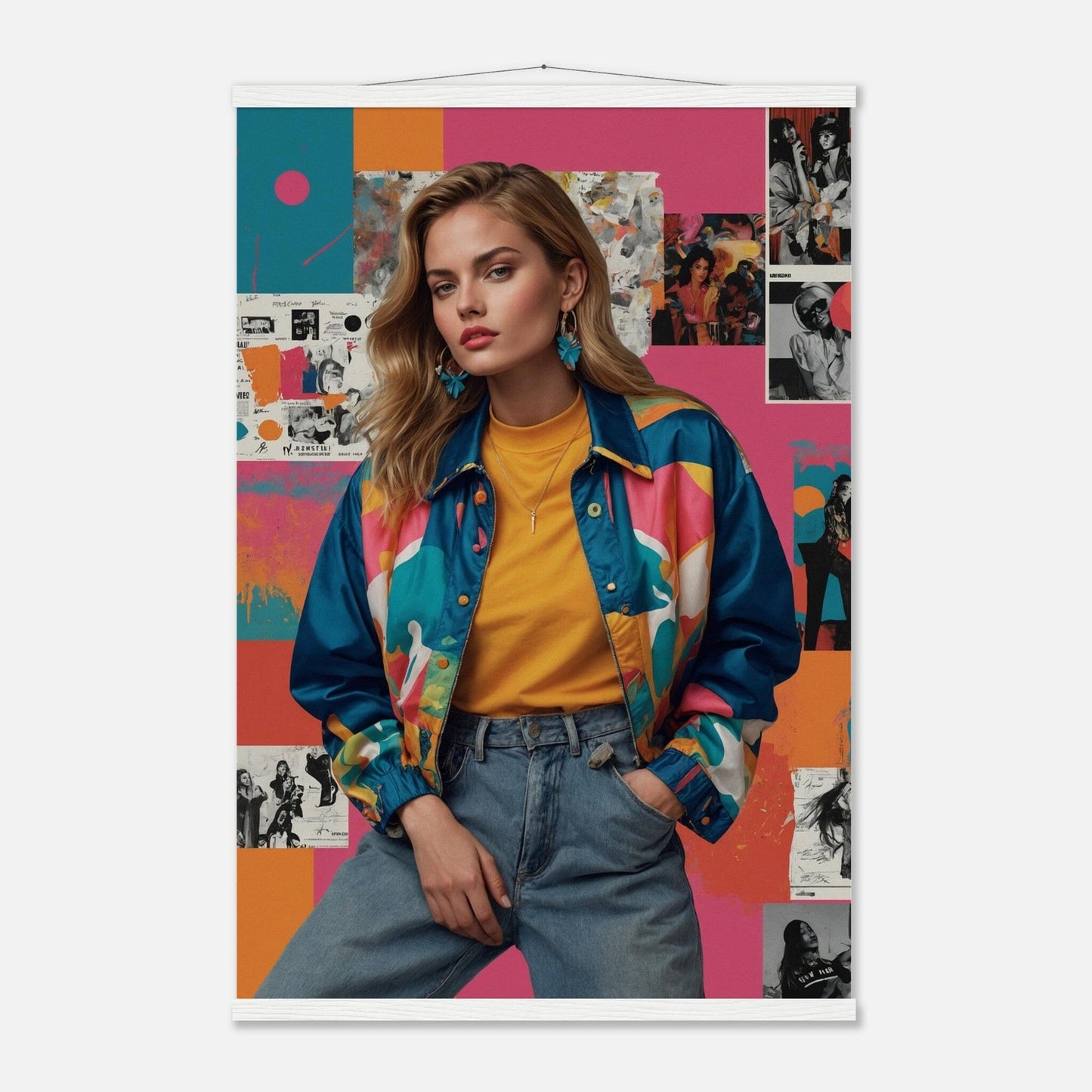 Premium Matte Paper Poster with Hanger - Minimalistische Kunstpräsentation mit Holzhänger Print Material Modern Masterpieces 60x90 cm / 24x36″ White wall hanger