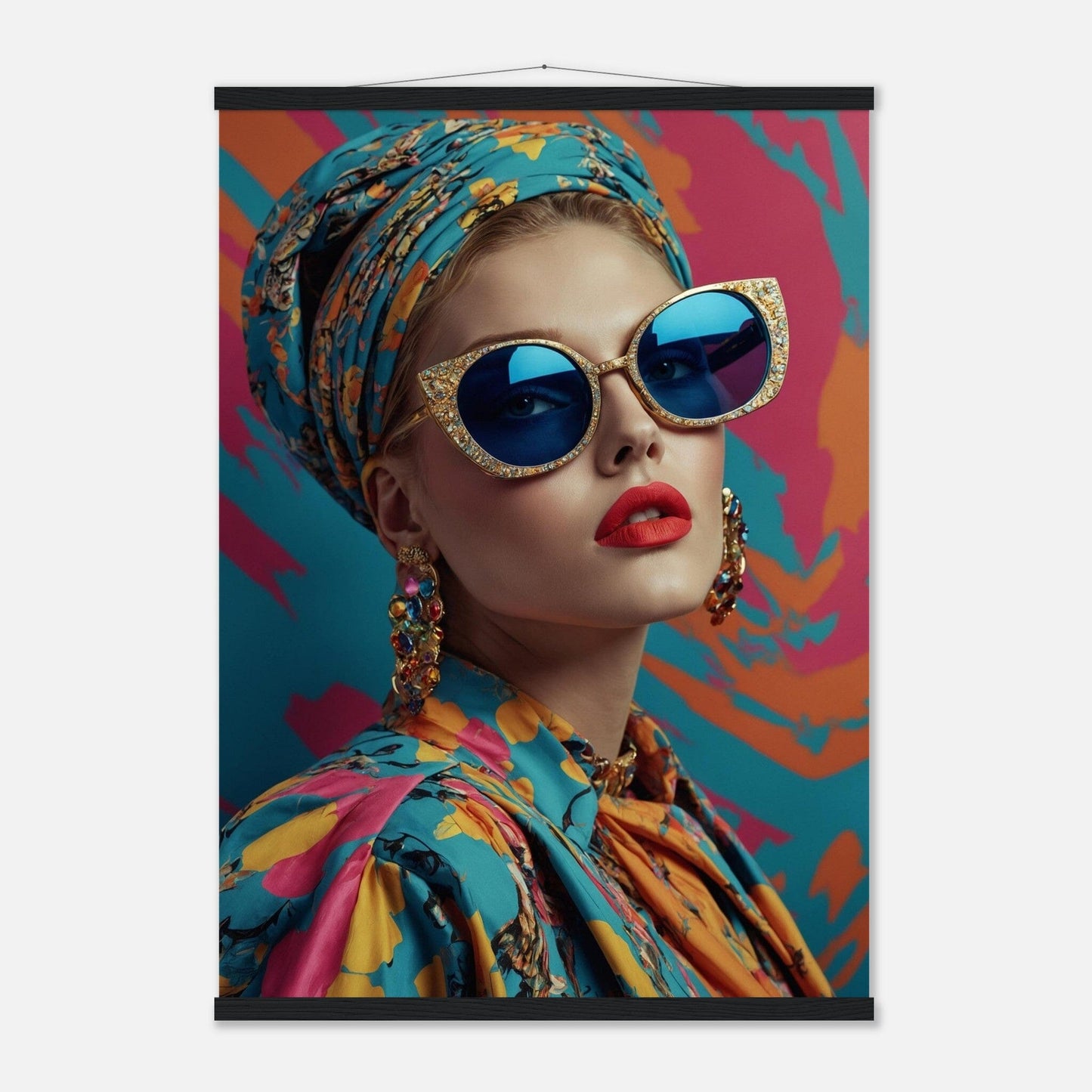 Premium Matte Paper Poster with Hanger - Minimalistische Kunstpräsentation mit Holzhänger Print Material Modern Masterpieces A1 (59.4 x 84.1 cm) Black wall hanger