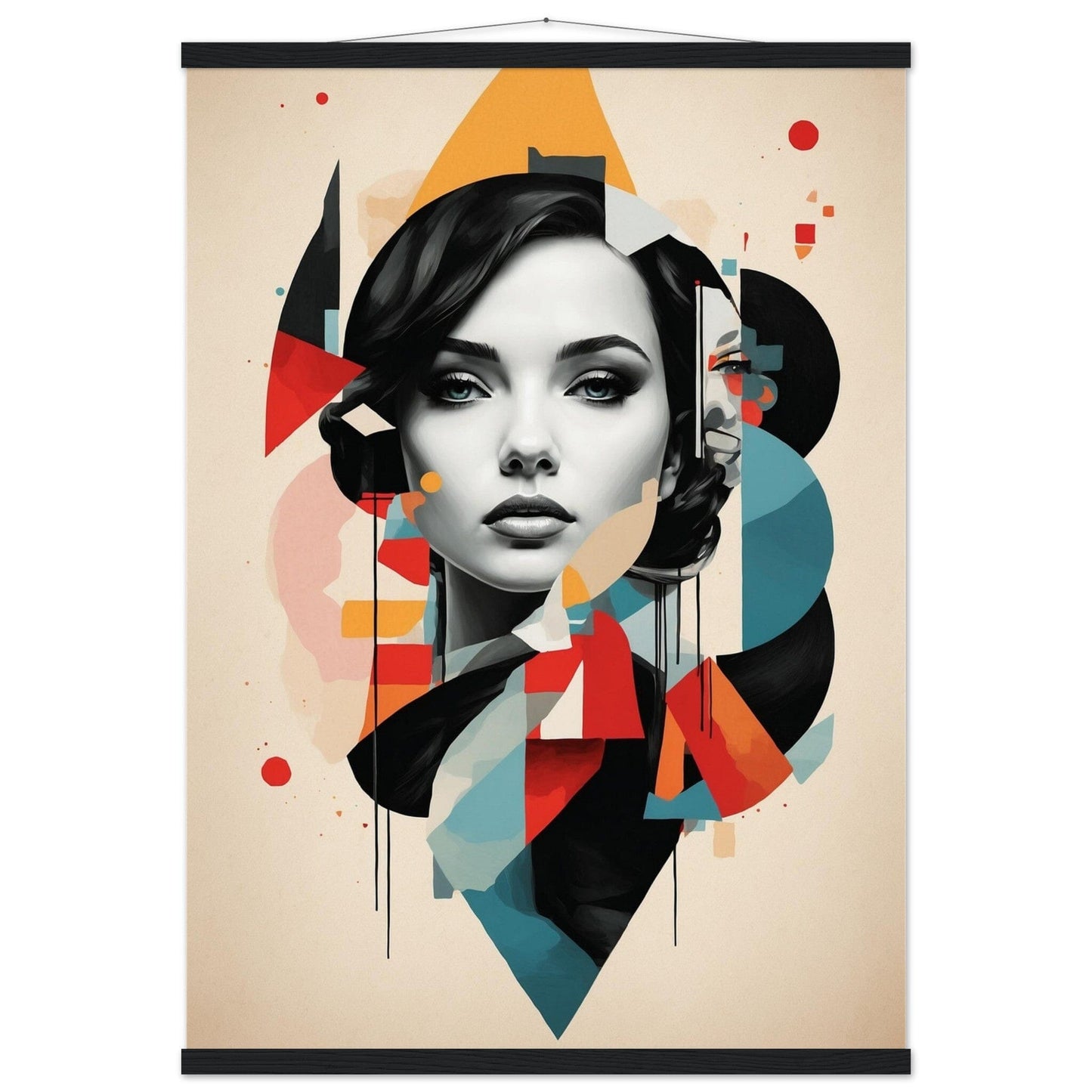 Premium Matte Paper Poster with Hanger - Minimalistische Kunstpräsentation mit Holzhänger Print Material Modern Masterpieces A1 (59.4 x 84.1 cm) Black wall hanger