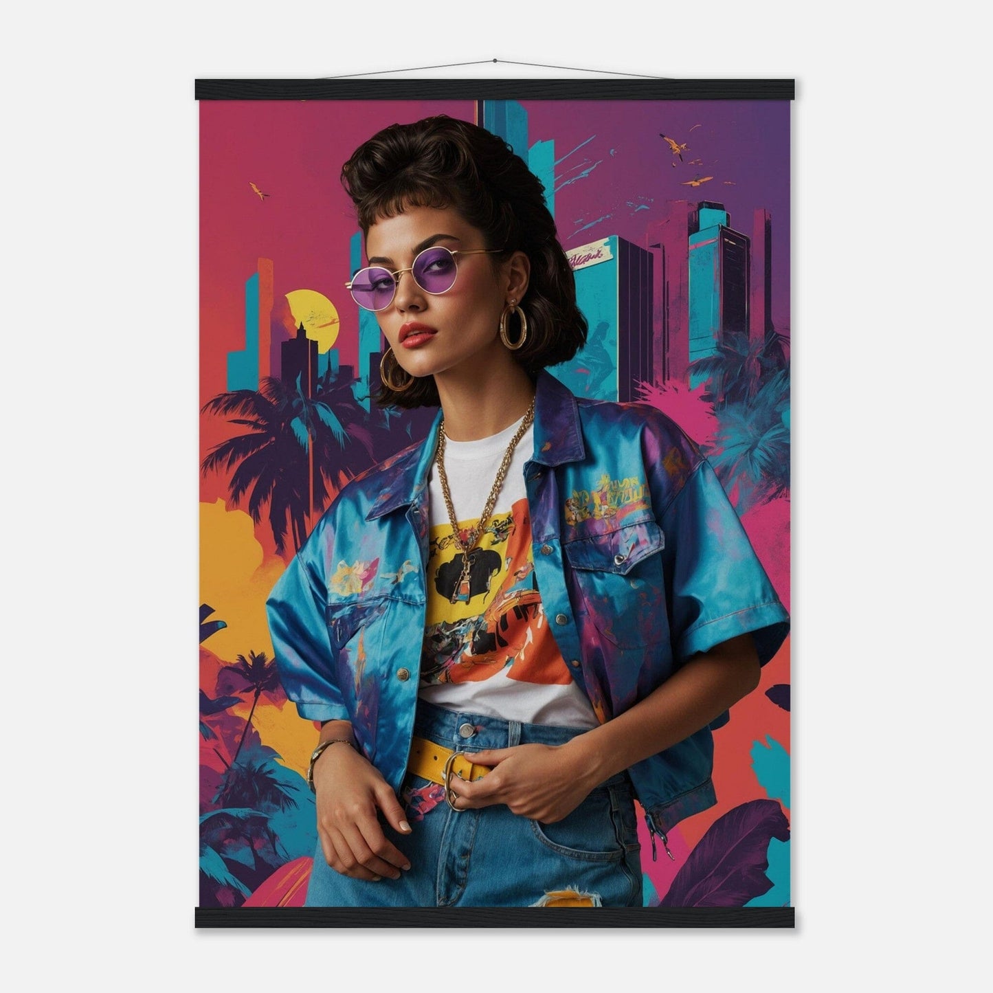 Premium Matte Paper Poster with Hanger - Minimalistische Kunstpräsentation mit Holzhänger Print Material Modern Masterpieces A1 (59.4 x 84.1 cm) Black wall hanger