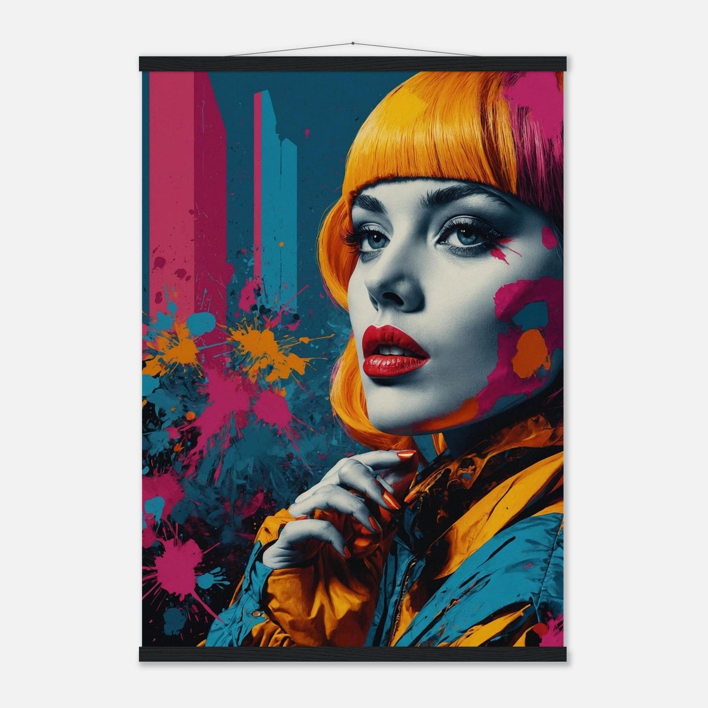 Premium Matte Paper Poster with Hanger - Minimalistische Kunstpräsentation mit Holzhänger Print Material Modern Masterpieces A1 (59.4 x 84.1 cm) Black wall hanger