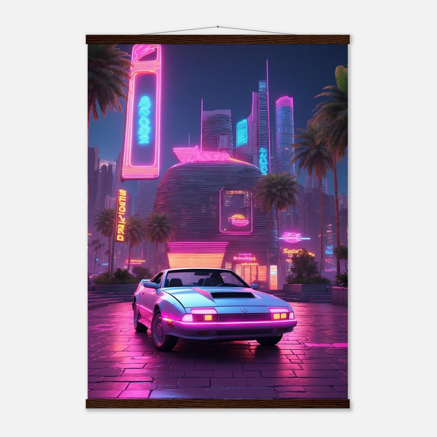 Premium Matte Paper Poster with Hanger - Minimalistische Kunstpräsentation mit Holzhänger Print Material Modern Masterpieces A1 (59.4 x 84.1 cm) Dark wood wall hanger