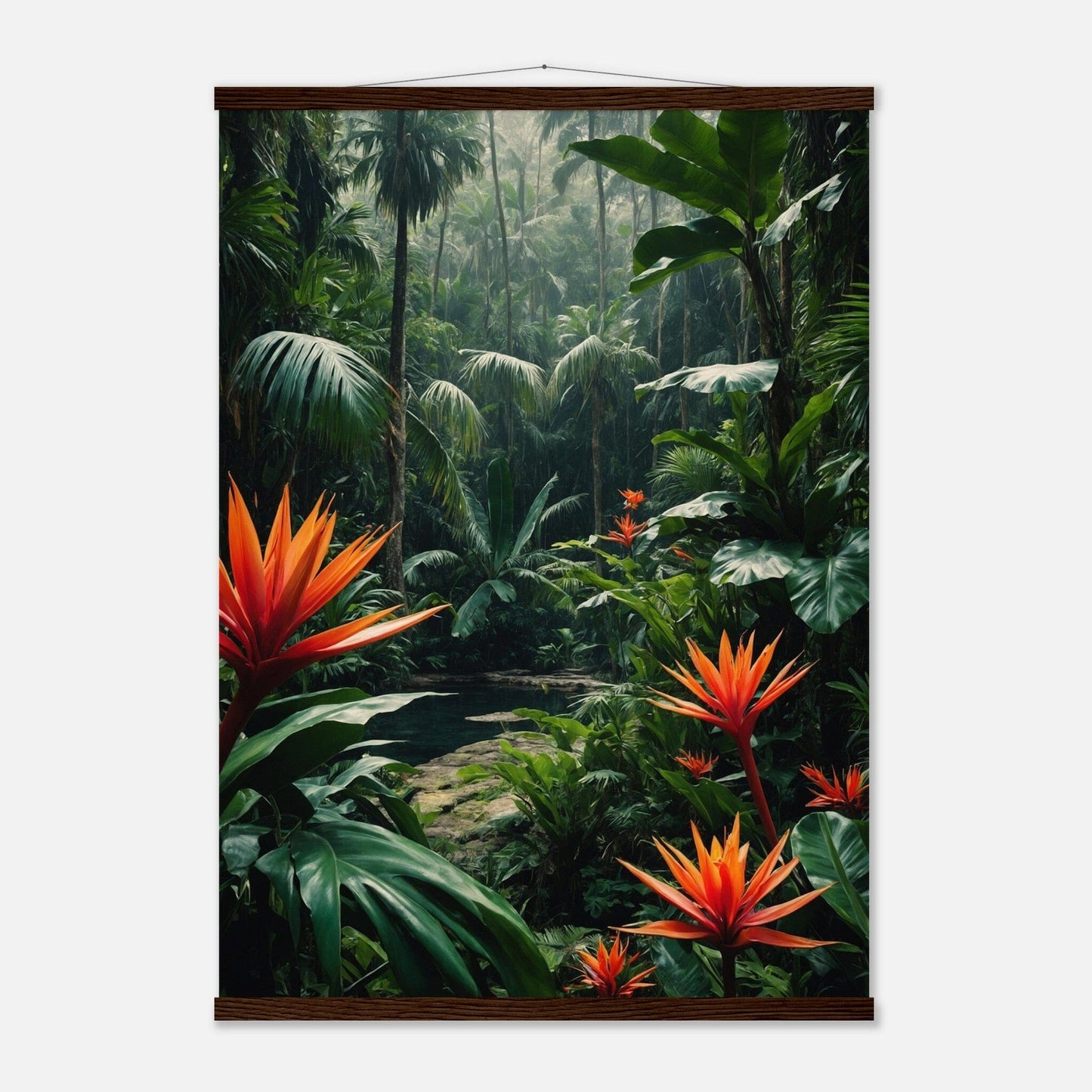 Premium Matte Paper Poster with Hanger - Minimalistische Kunstpräsentation mit Holzhänger Print Material Modern Masterpieces A1 (59.4 x 84.1 cm) Dark wood wall hanger