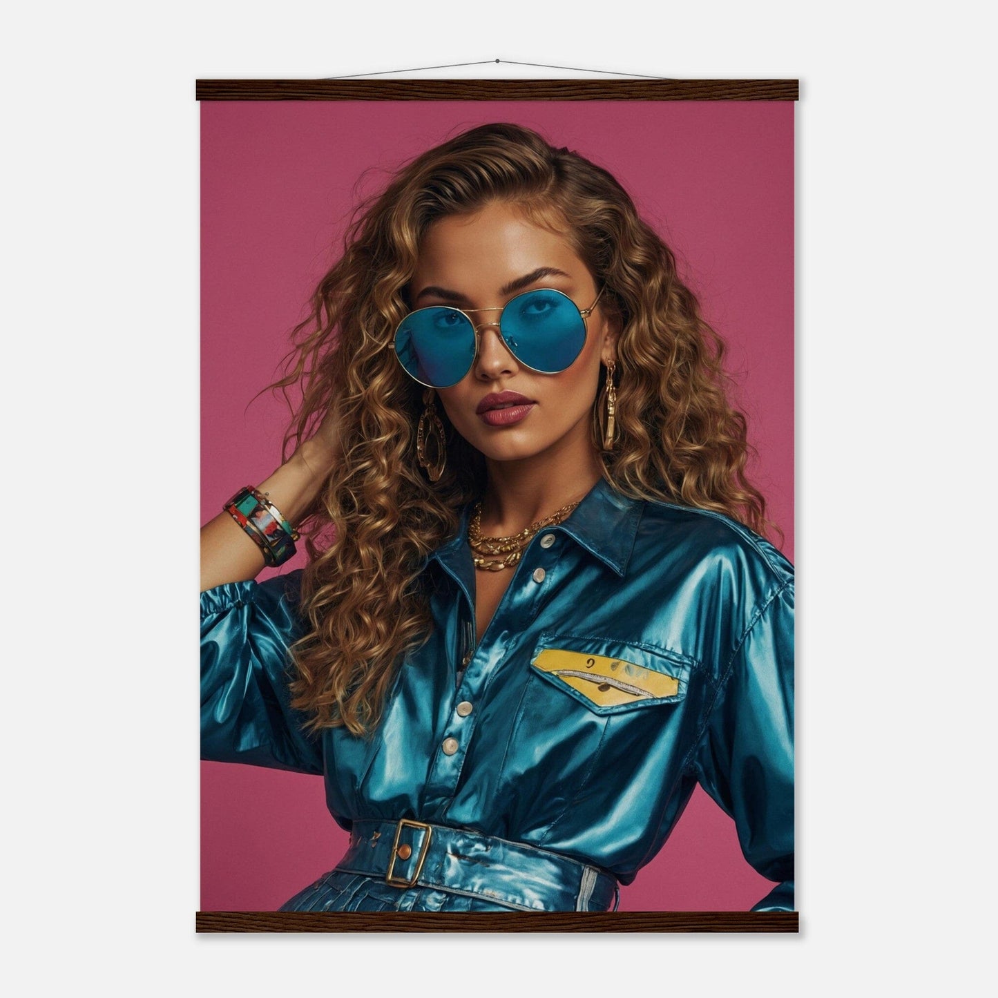 Premium Matte Paper Poster with Hanger - Minimalistische Kunstpräsentation mit Holzhänger Print Material Modern Masterpieces A1 (59.4 x 84.1 cm) Dark wood wall hanger