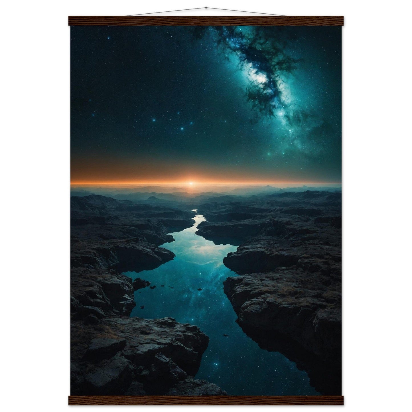 Premium Matte Paper Poster with Hanger - Minimalistische Kunstpräsentation mit Holzhänger Print Material Modern Masterpieces A1 (59.4 x 84.1 cm) Dark wood wall hanger