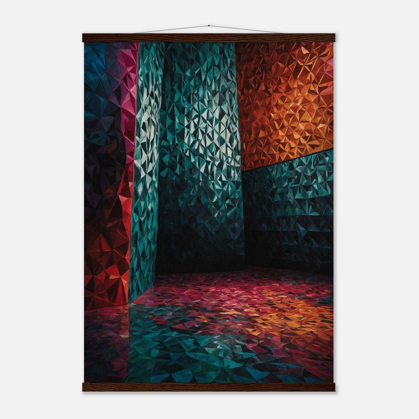 Premium Matte Paper Poster with Hanger - Minimalistische Kunstpräsentation mit Holzhänger Print Material Modern Masterpieces A1 (59.4 x 84.1 cm) Dark wood wall hanger