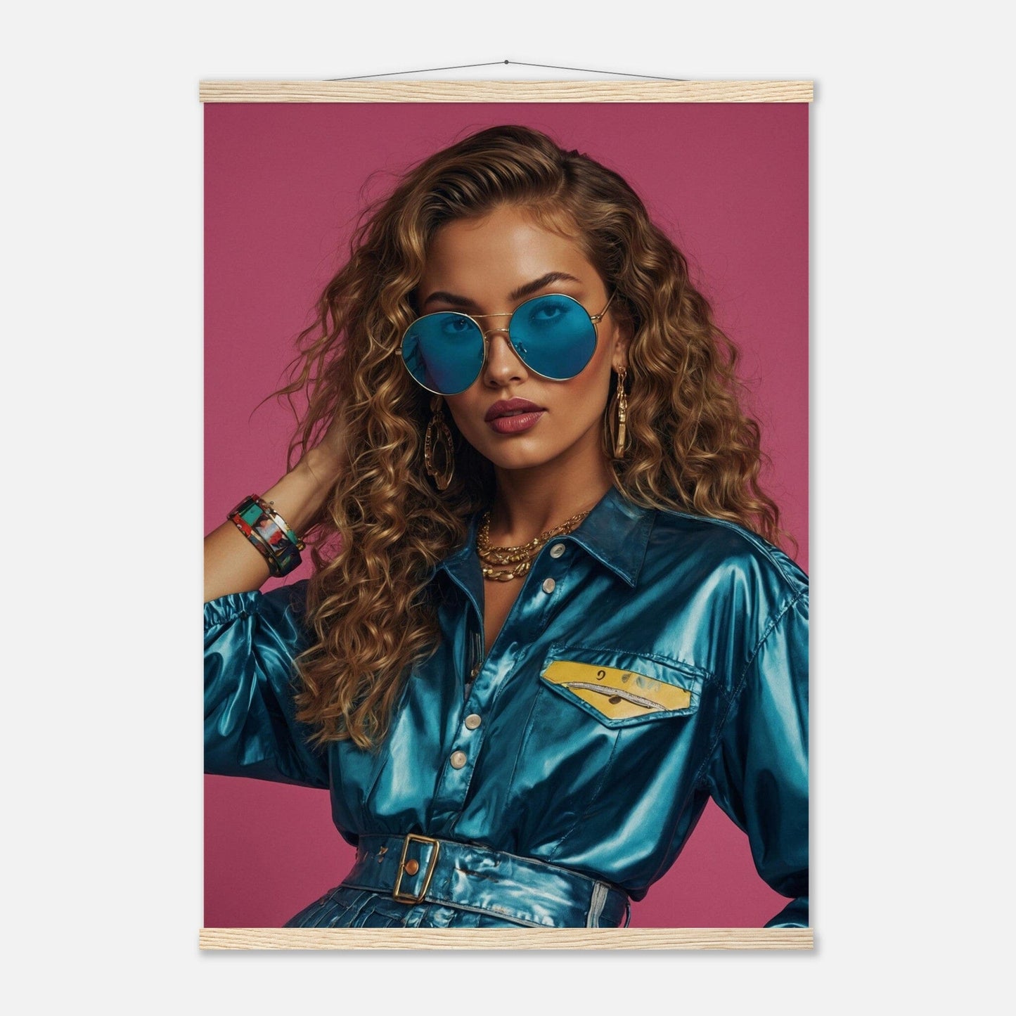 Premium Matte Paper Poster with Hanger - Minimalistische Kunstpräsentation mit Holzhänger Print Material Modern Masterpieces A1 (59.4 x 84.1 cm) Natural wood wall hanger