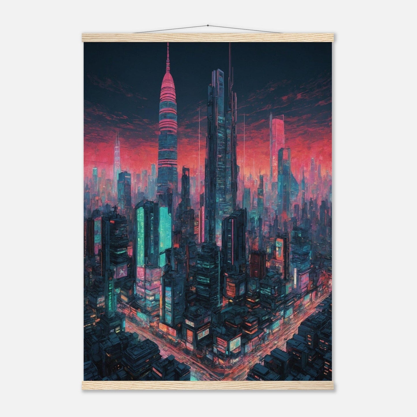 Premium Matte Paper Poster with Hanger - Minimalistische Kunstpräsentation mit Holzhänger Print Material Modern Masterpieces A1 (59.4 x 84.1 cm) Natural wood wall hanger
