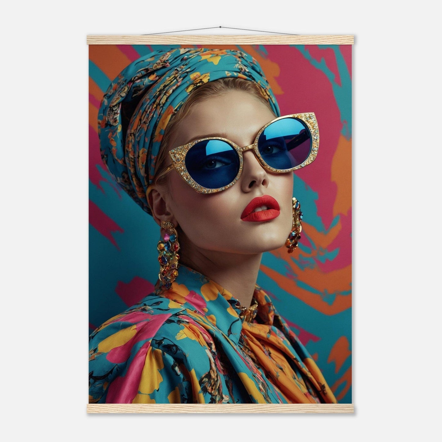 Premium Matte Paper Poster with Hanger - Minimalistische Kunstpräsentation mit Holzhänger Print Material Modern Masterpieces A1 (59.4 x 84.1 cm) Natural wood wall hanger