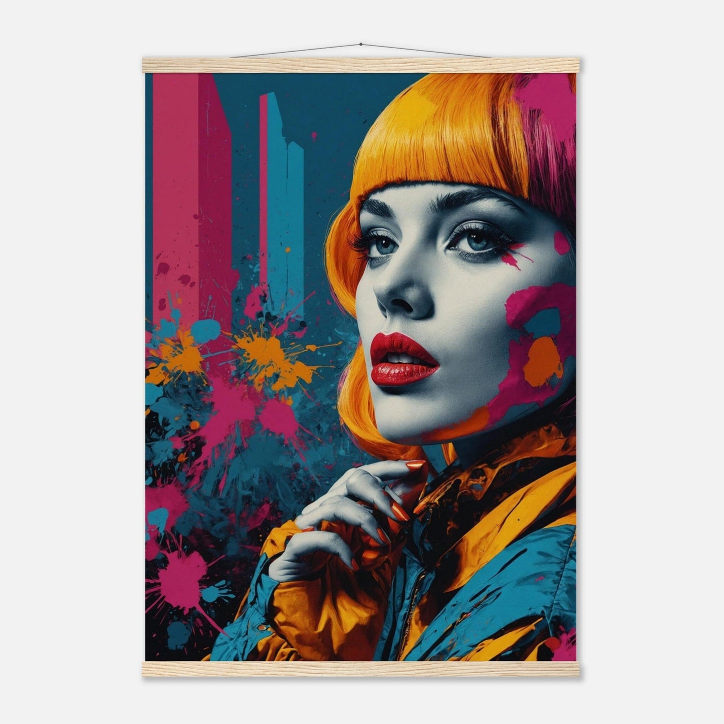 Premium Matte Paper Poster with Hanger - Minimalistische Kunstpräsentation mit Holzhänger Print Material Modern Masterpieces A1 (59.4 x 84.1 cm) Natural wood wall hanger