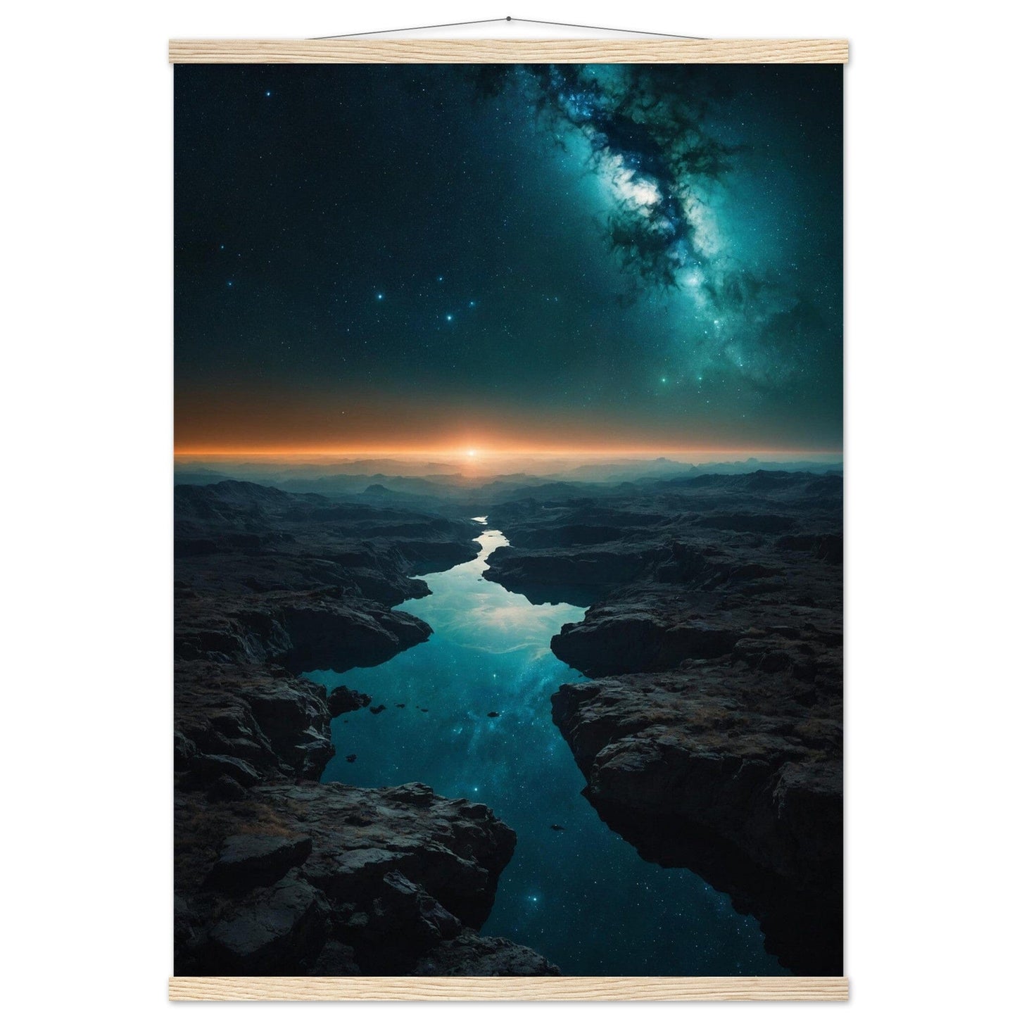 Premium Matte Paper Poster with Hanger - Minimalistische Kunstpräsentation mit Holzhänger Print Material Modern Masterpieces A1 (59.4 x 84.1 cm) Natural wood wall hanger