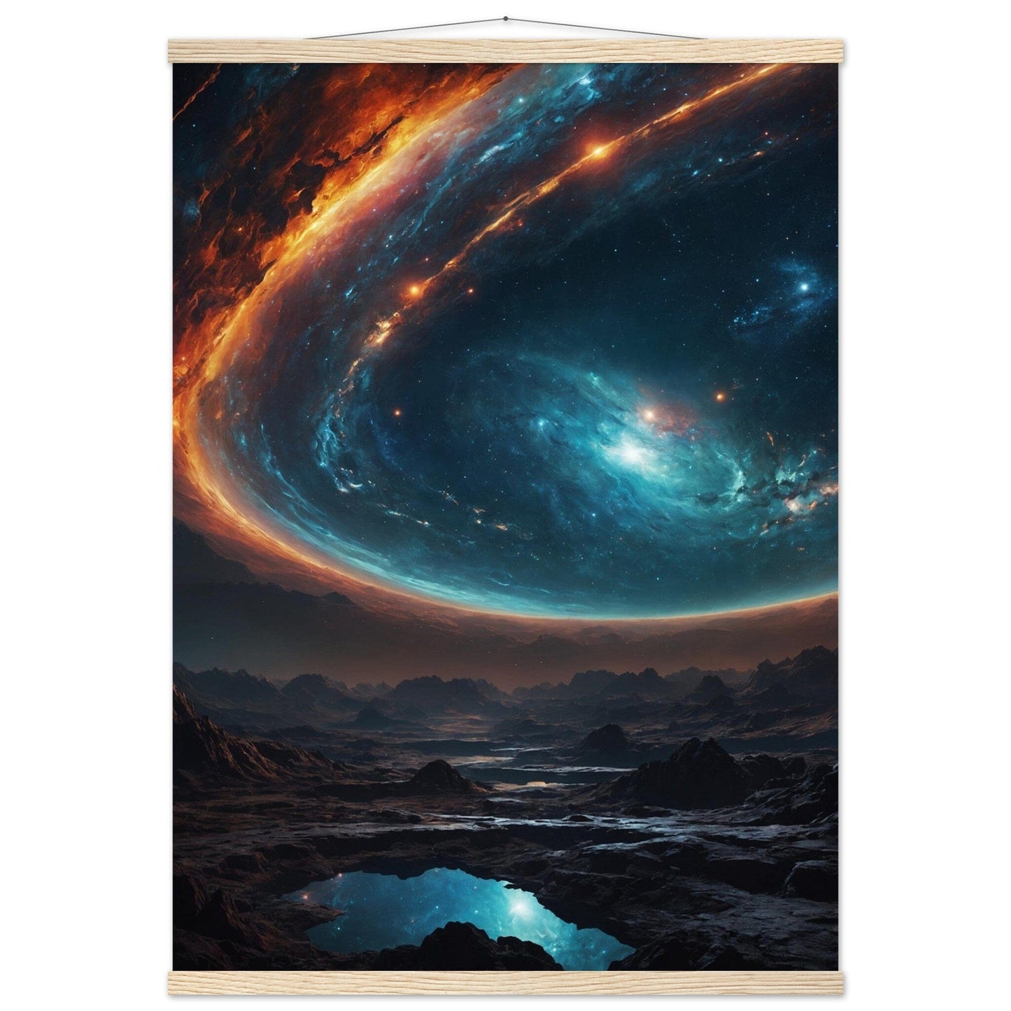 Premium Matte Paper Poster with Hanger - Minimalistische Kunstpräsentation mit Holzhänger Print Material Modern Masterpieces A1 (59.4 x 84.1 cm) Natural wood wall hanger