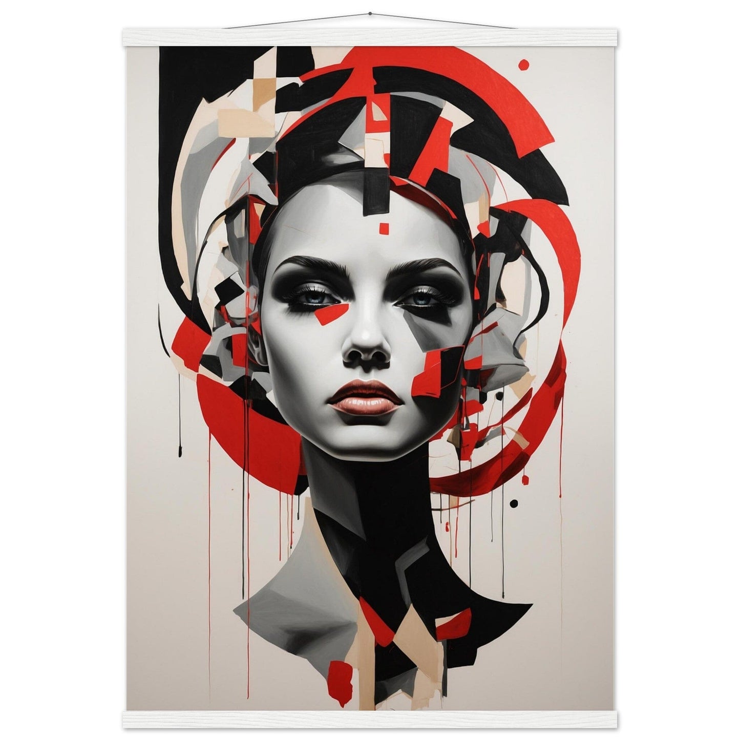 Premium Matte Paper Poster with Hanger - Minimalistische Kunstpräsentation mit Holzhänger Print Material Modern Masterpieces A1 (59.4 x 84.1 cm) White wall hanger