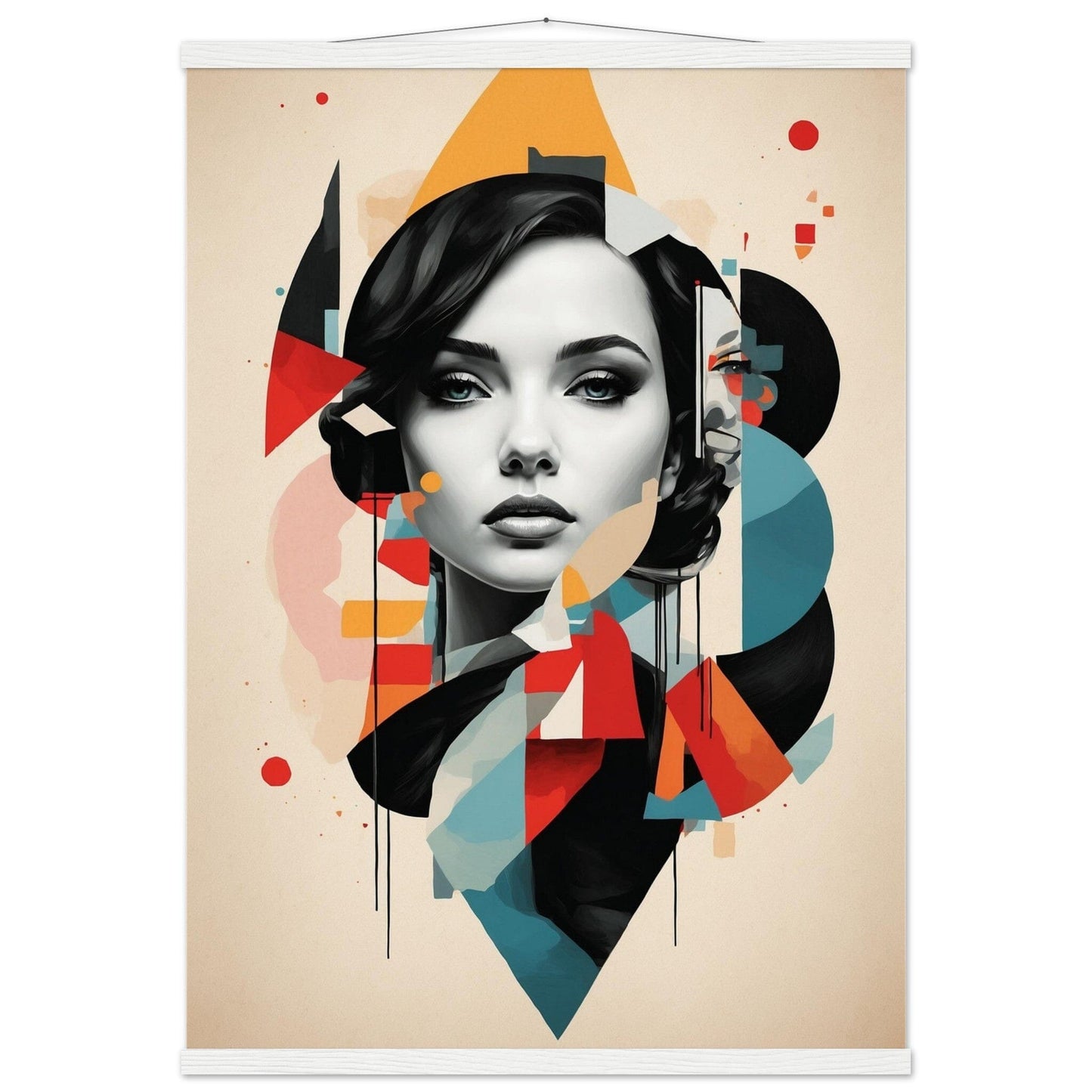 Premium Matte Paper Poster with Hanger - Minimalistische Kunstpräsentation mit Holzhänger Print Material Modern Masterpieces A1 (59.4 x 84.1 cm) White wall hanger