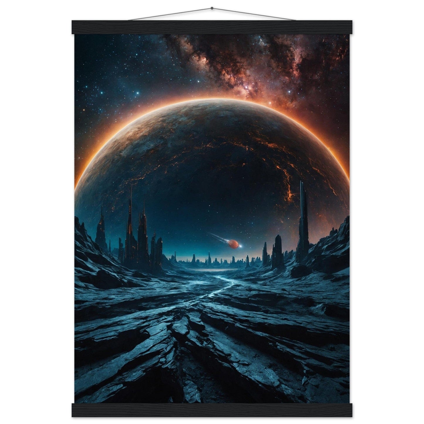 Premium Matte Paper Poster with Hanger - Minimalistische Kunstpräsentation mit Holzhänger Print Material Modern Masterpieces A2 (42 x 59.4 cm) Black wall hanger