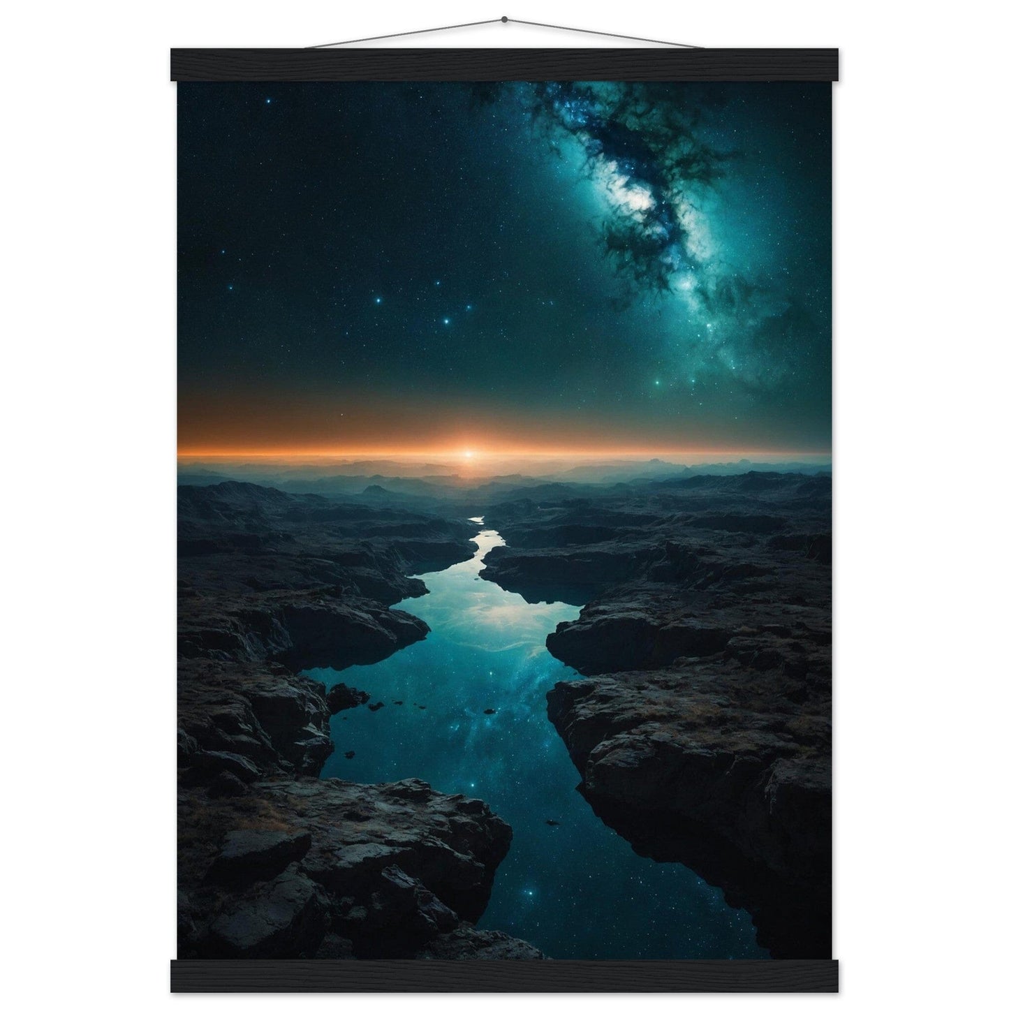 Premium Matte Paper Poster with Hanger - Minimalistische Kunstpräsentation mit Holzhänger Print Material Modern Masterpieces A2 (42 x 59.4 cm) Black wall hanger