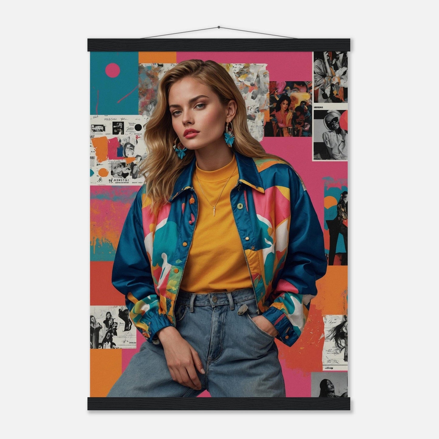Premium Matte Paper Poster with Hanger - Minimalistische Kunstpräsentation mit Holzhänger Print Material Modern Masterpieces A2 (42 x 59.4 cm) Black wall hanger