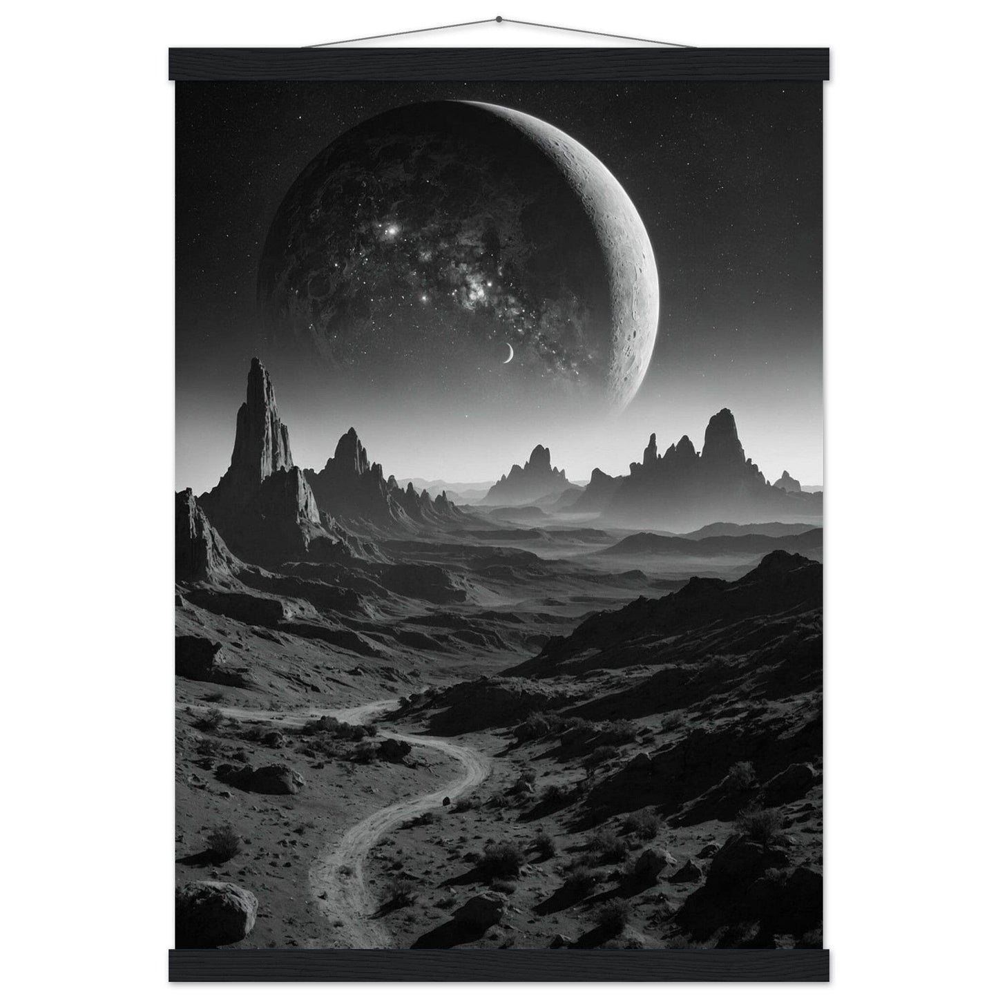 Premium Matte Paper Poster with Hanger - Minimalistische Kunstpräsentation mit Holzhänger Print Material Modern Masterpieces A2 (42 x 59.4 cm) Black wall hanger