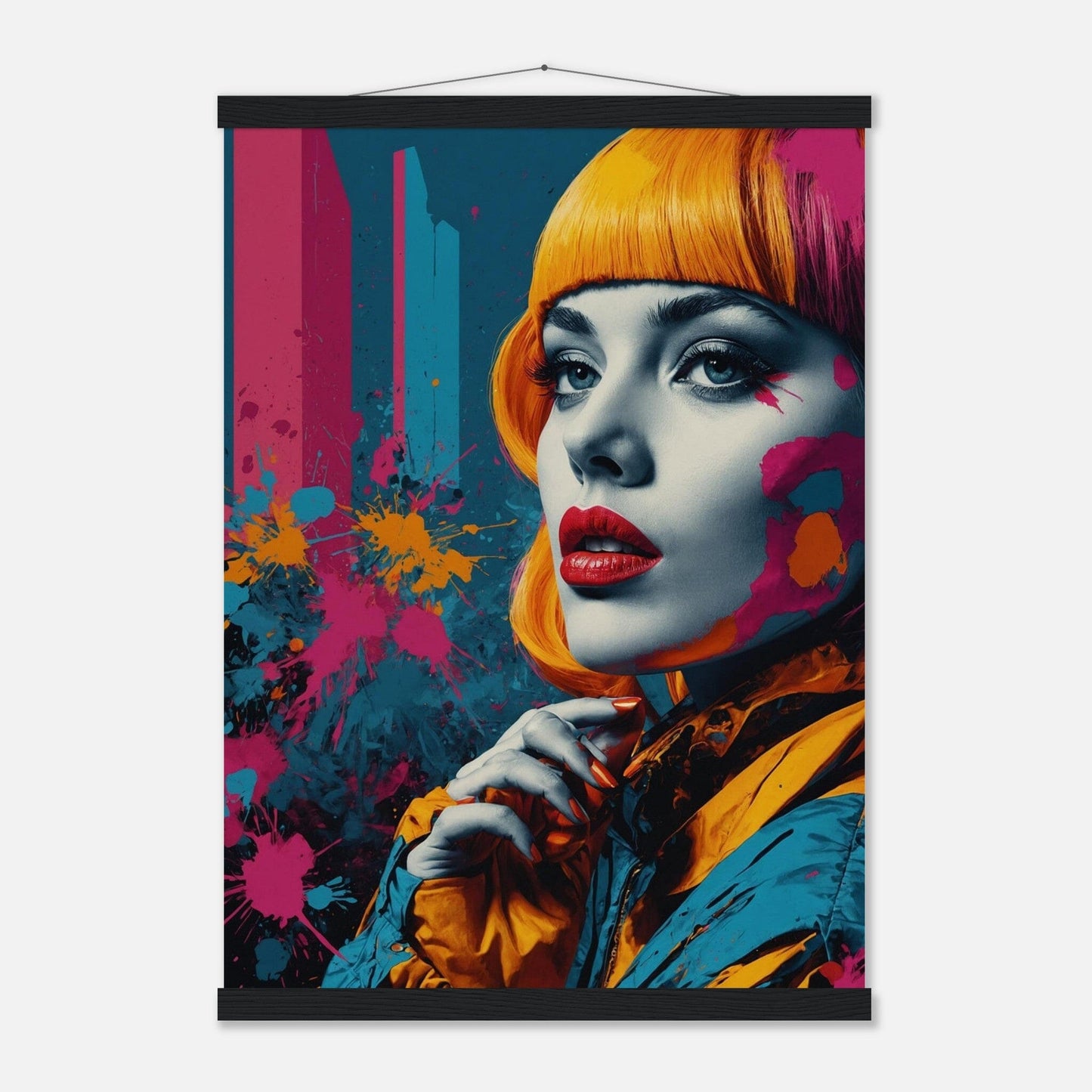 Premium Matte Paper Poster with Hanger - Minimalistische Kunstpräsentation mit Holzhänger Print Material Modern Masterpieces A2 (42 x 59.4 cm) Black wall hanger