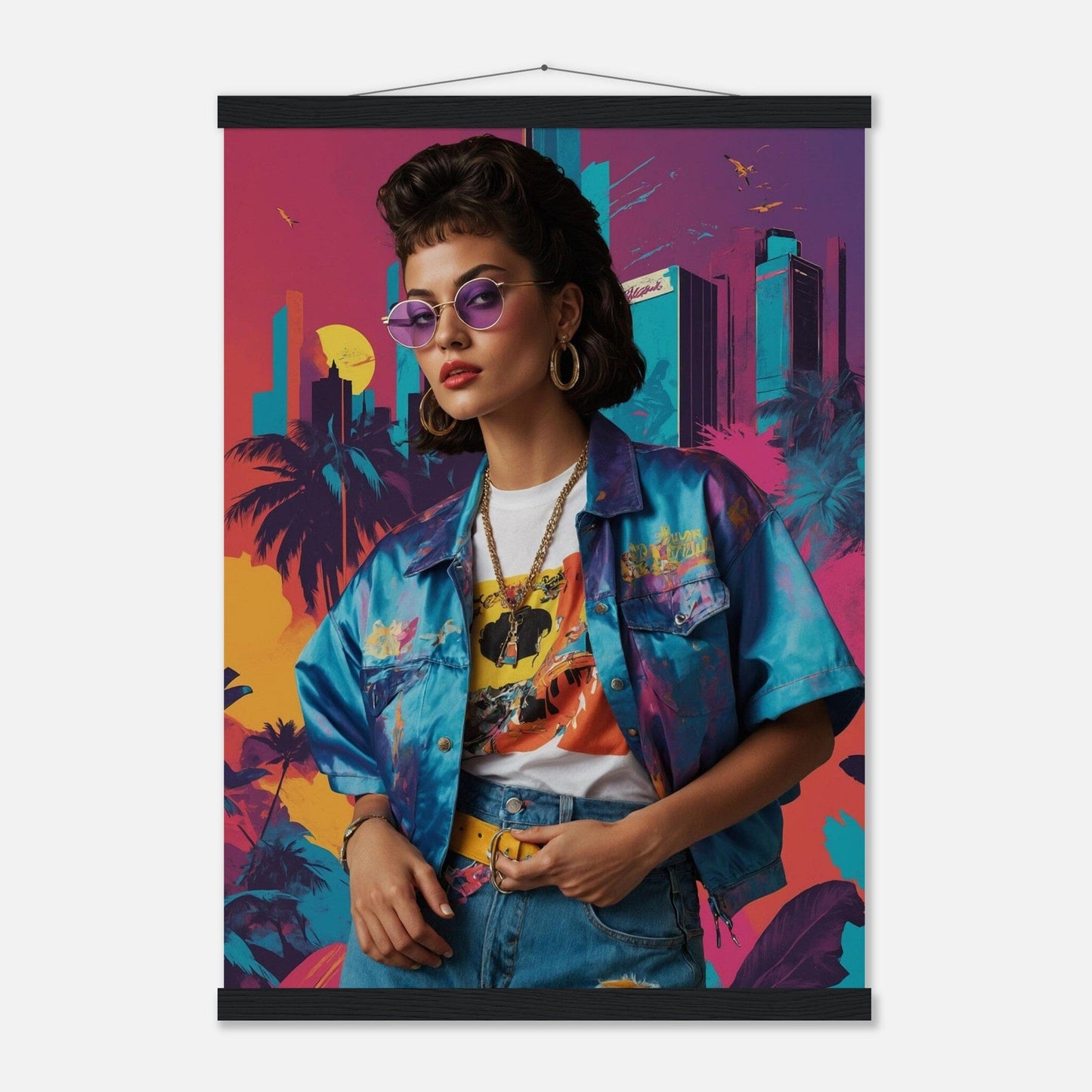 Premium Matte Paper Poster with Hanger - Minimalistische Kunstpräsentation mit Holzhänger Print Material Modern Masterpieces A2 (42 x 59.4 cm) Black wall hanger