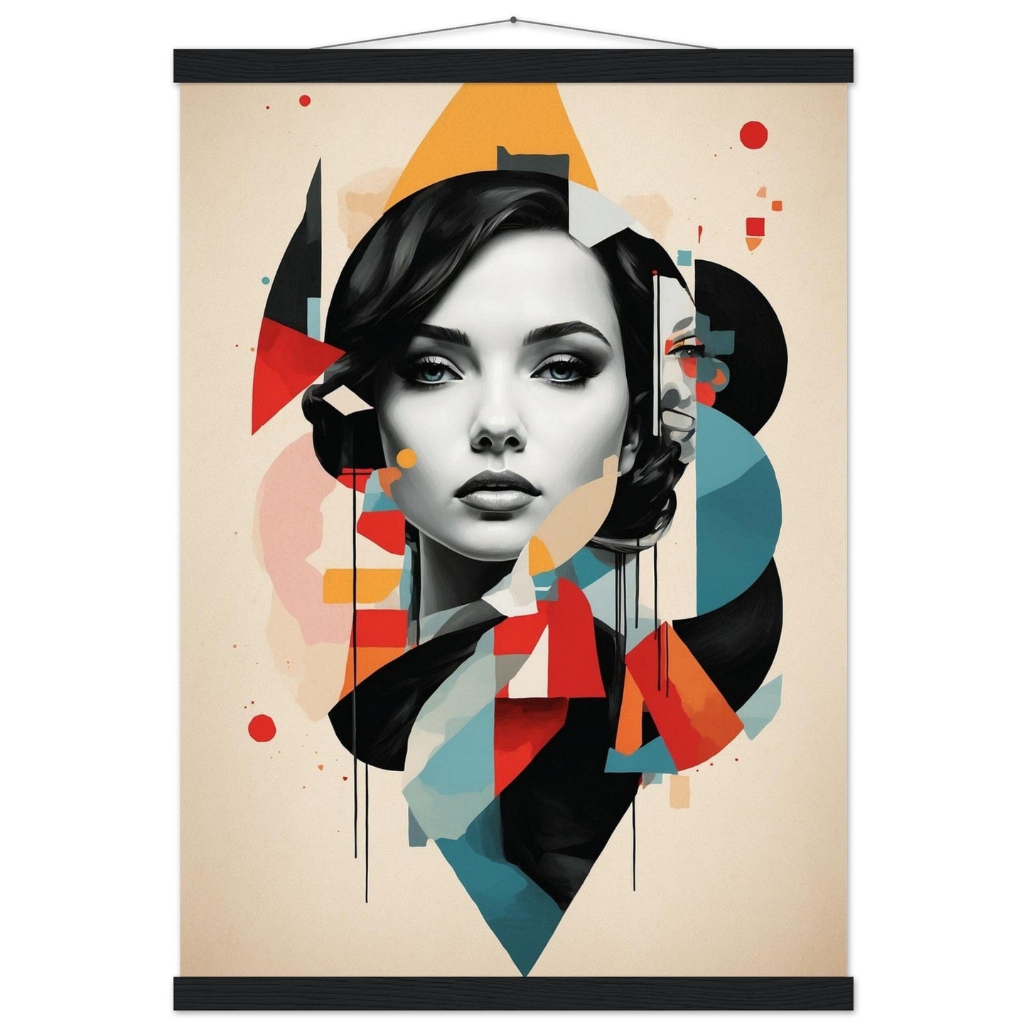Premium Matte Paper Poster with Hanger - Minimalistische Kunstpräsentation mit Holzhänger Print Material Modern Masterpieces A2 (42 x 59.4 cm) Black wall hanger