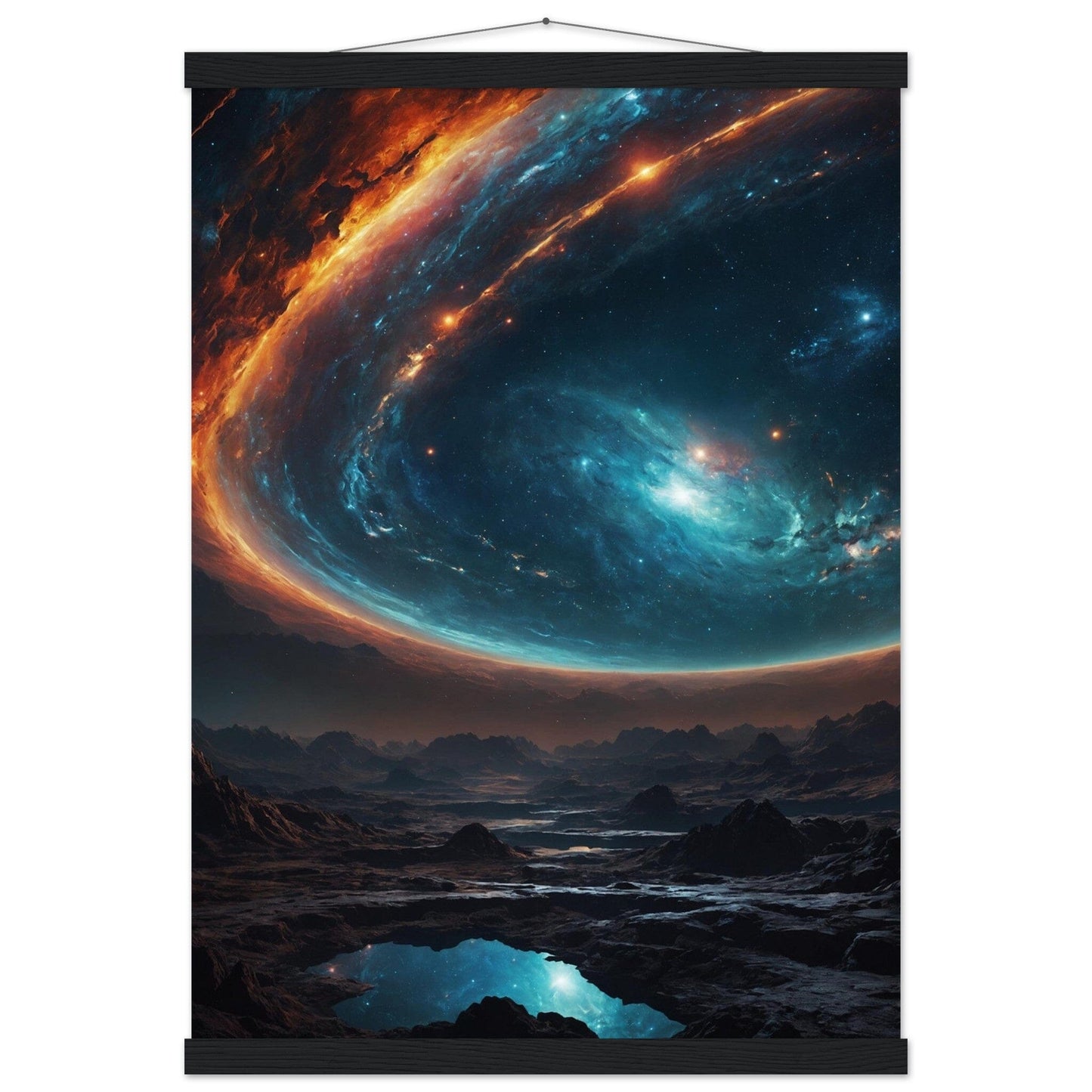 Premium Matte Paper Poster with Hanger - Minimalistische Kunstpräsentation mit Holzhänger Print Material Modern Masterpieces A2 (42 x 59.4 cm) Black wall hanger